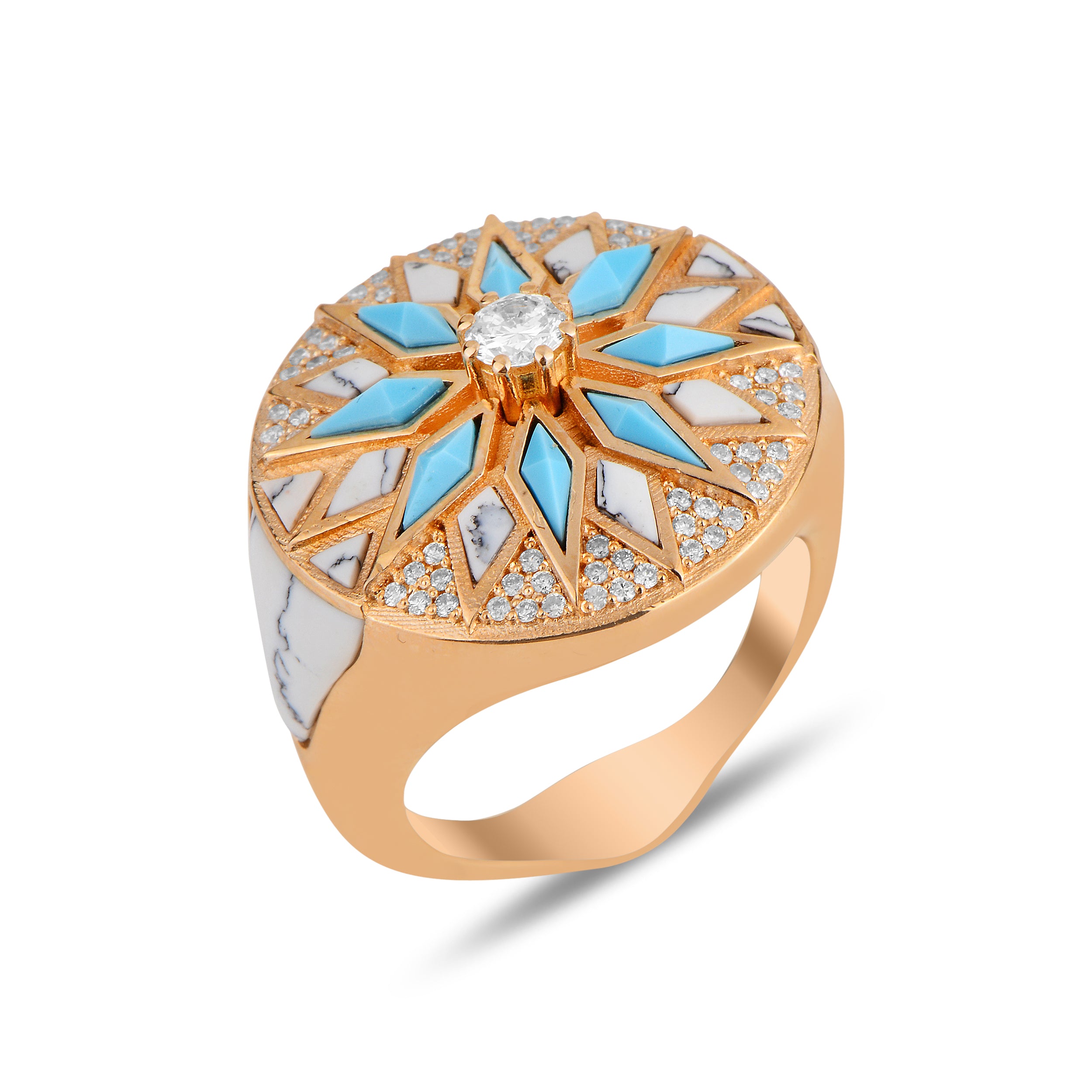 Nord Ring - Turquoise & White Agathe