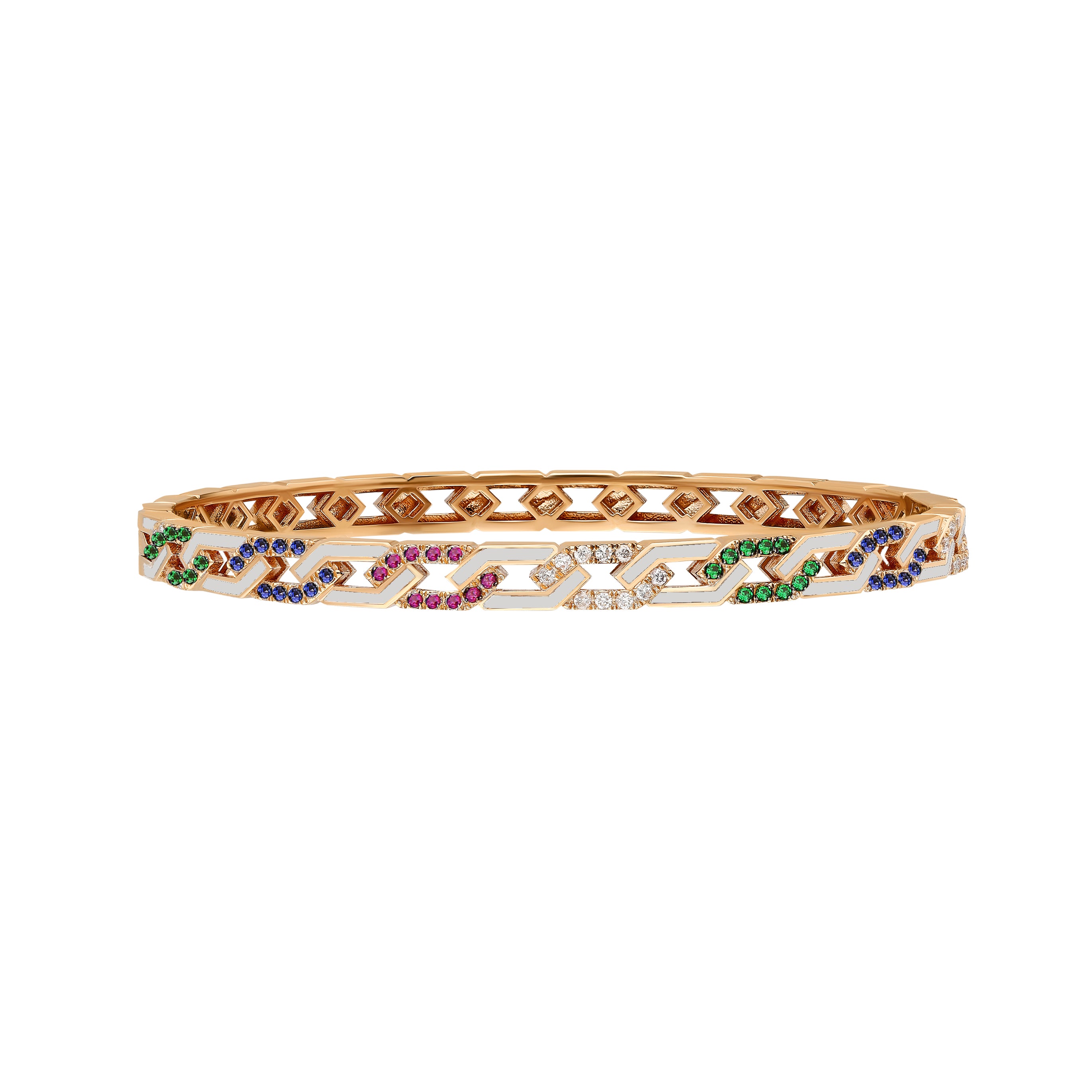 Fizzy Rebel Bracelet With Multicolor Diamonds - White Enamel