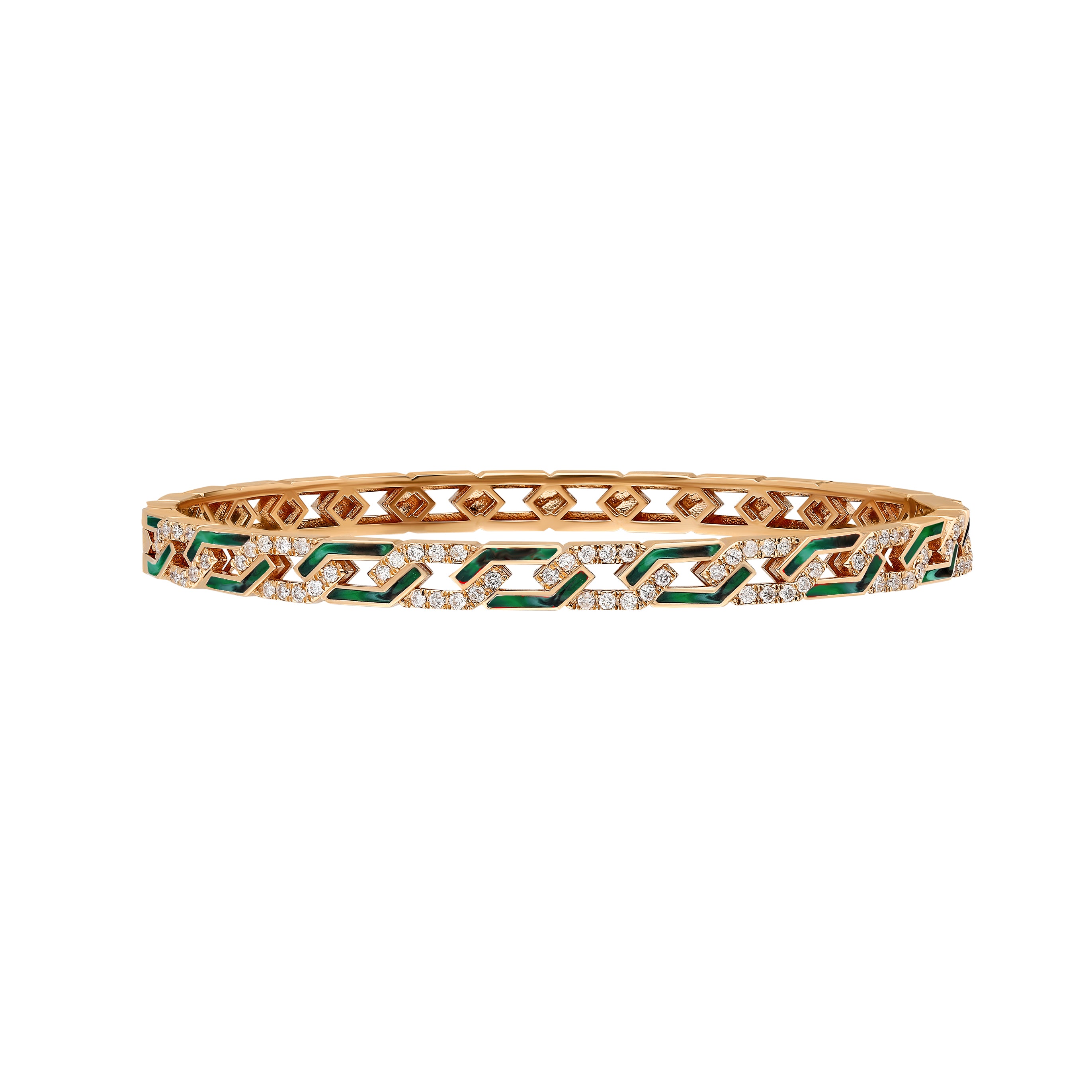 Fizzy Rebel Bracelet With Diamonds - Green Mother of Pearl Enamel