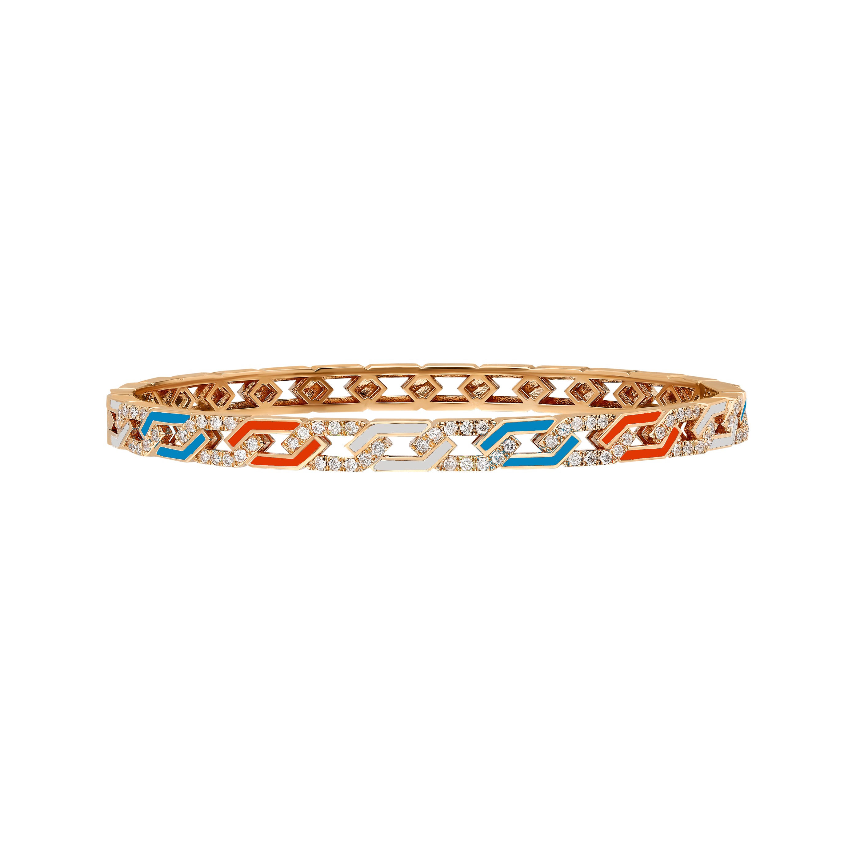 Fizzy Rebel Bracelet With Diamonds - Coral & White & Baby Blue