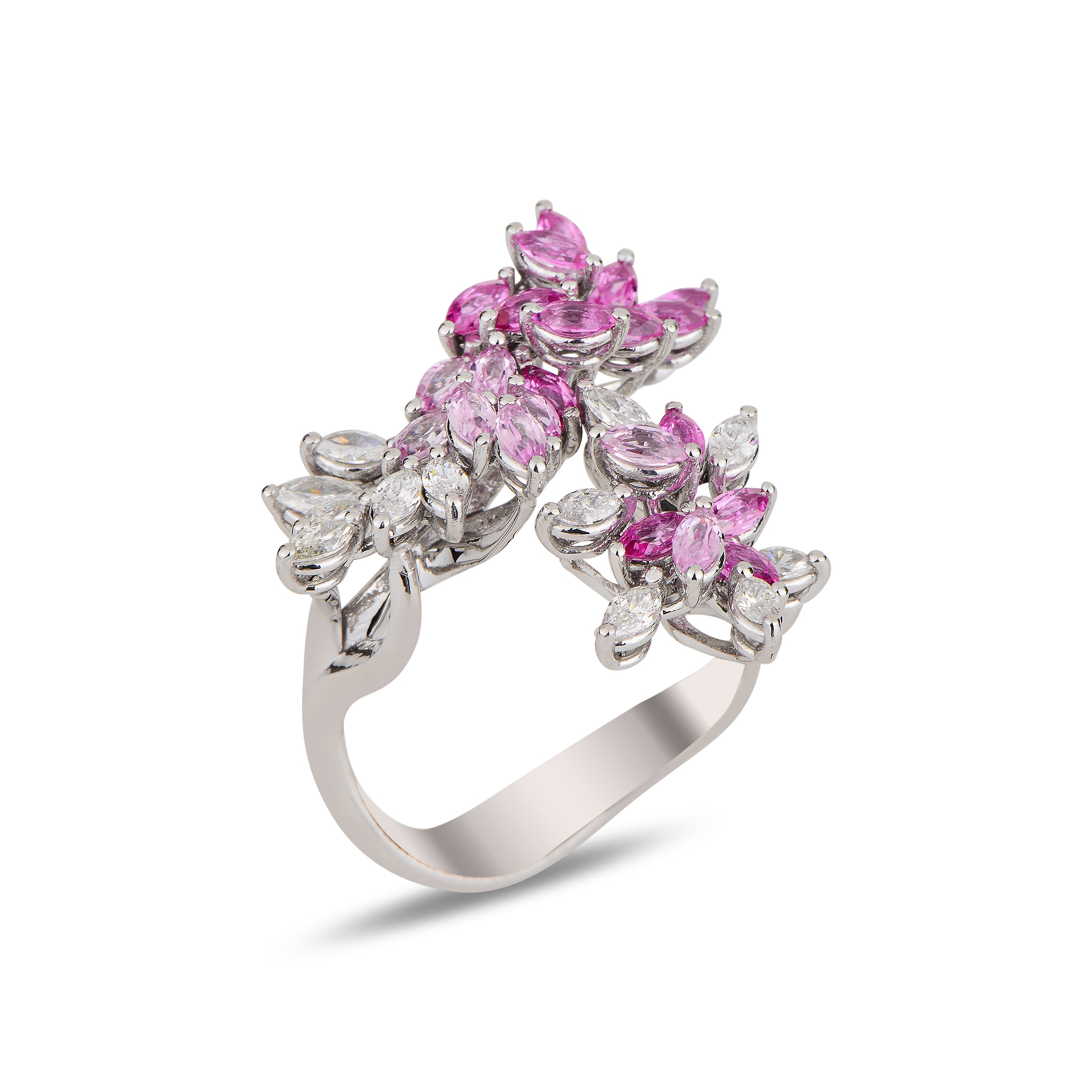 Maki White Ring with Pink Sapphire