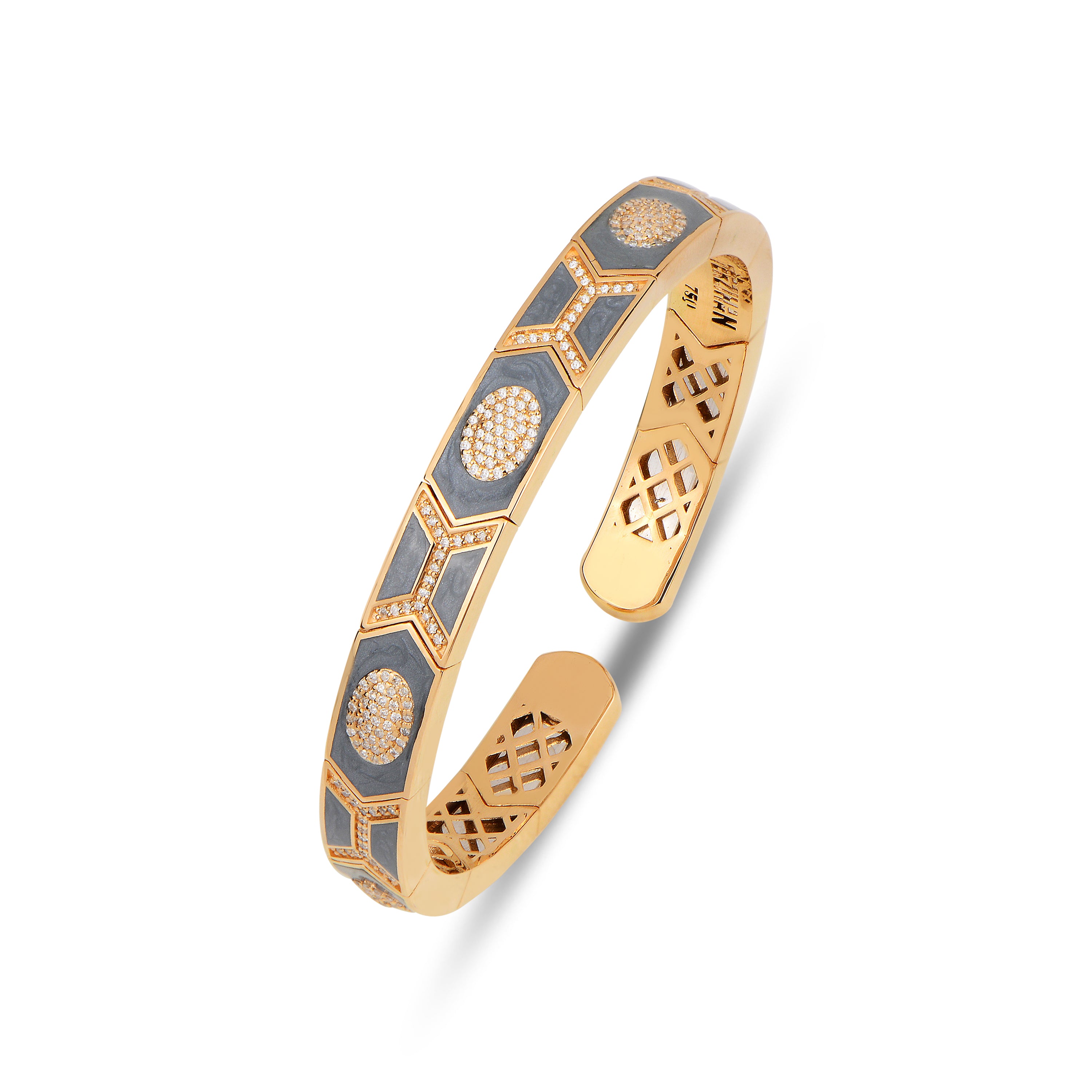 Shield Bracelet - Rhodium Enamel