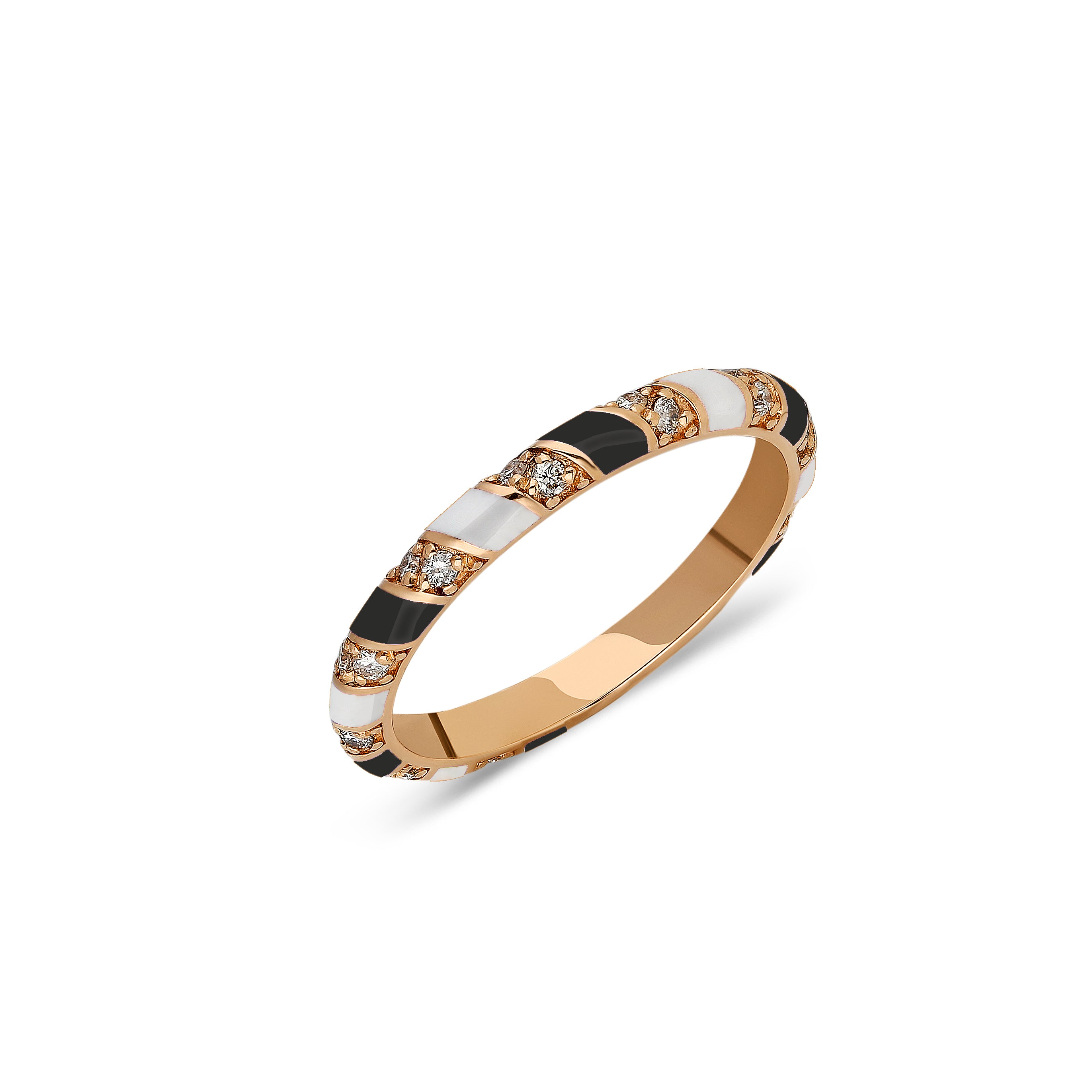 Tornado Ring - Black & White Enamel