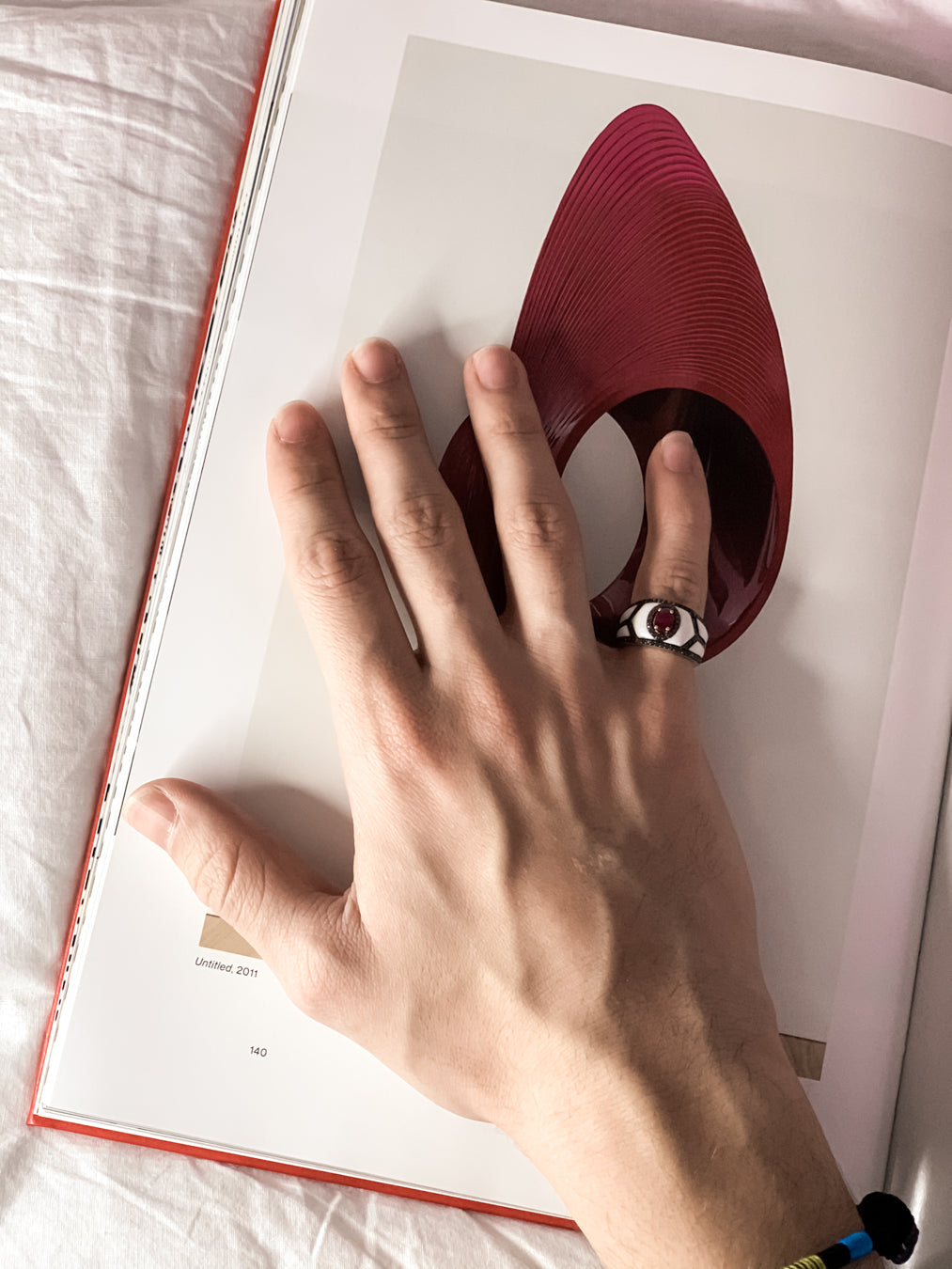 Black Editions Shield Ring - White Enamel wtih Ruby