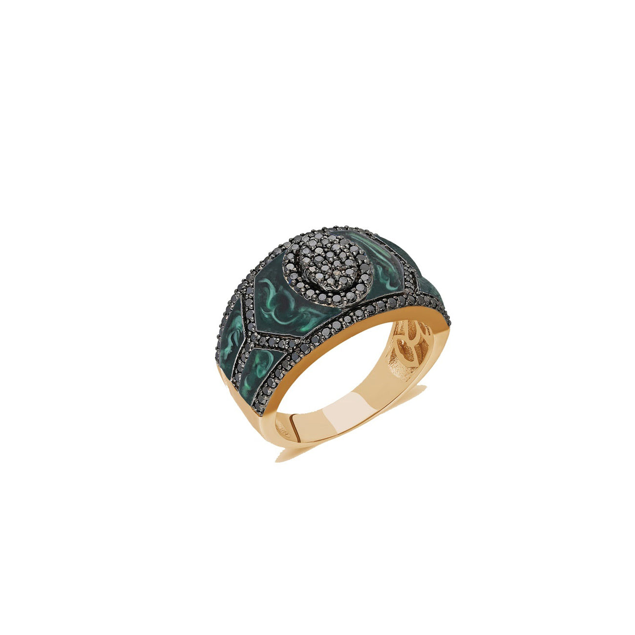 Black Editions Shield Ring - Malachite