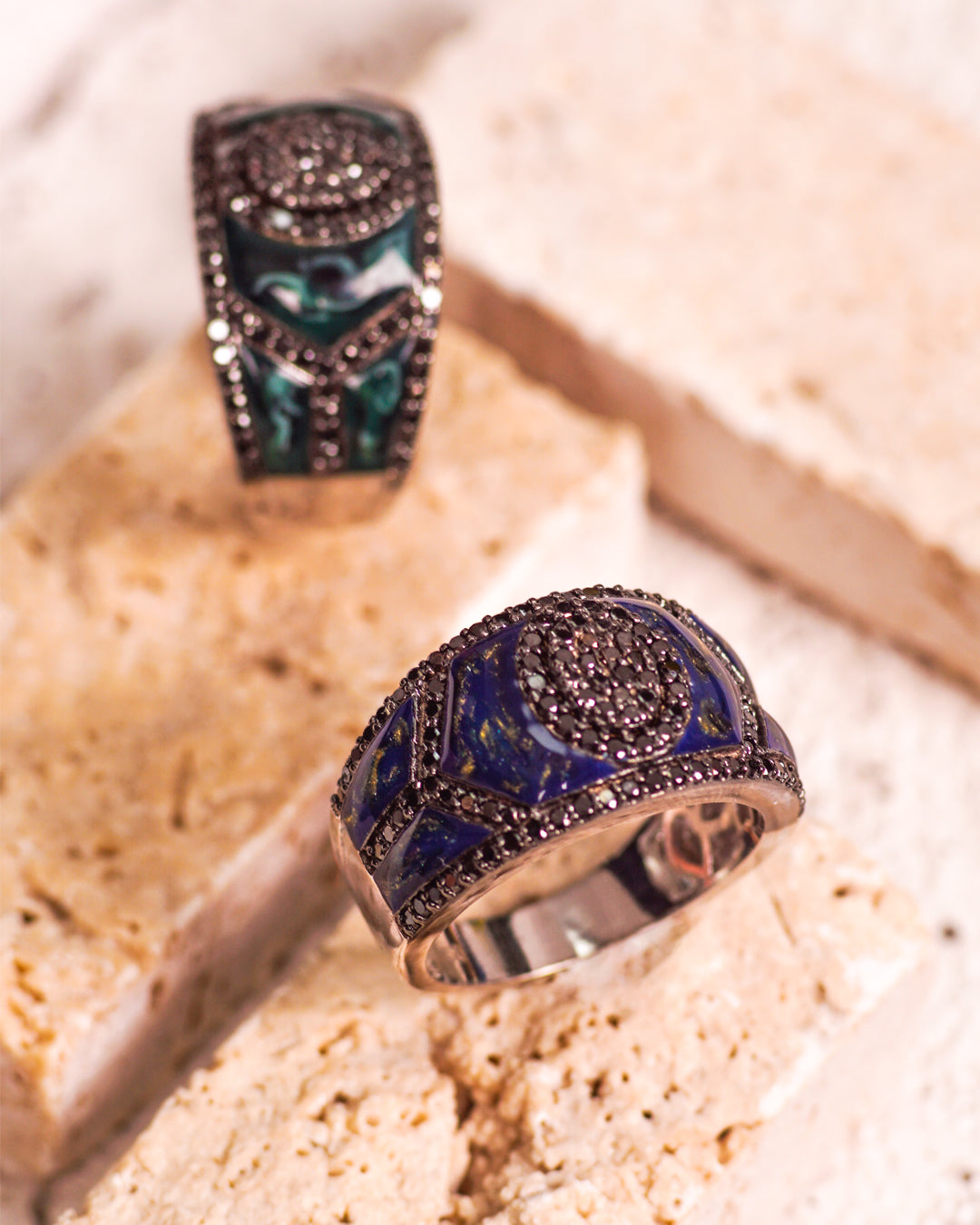 Black Editions Shield Ring - Malachite