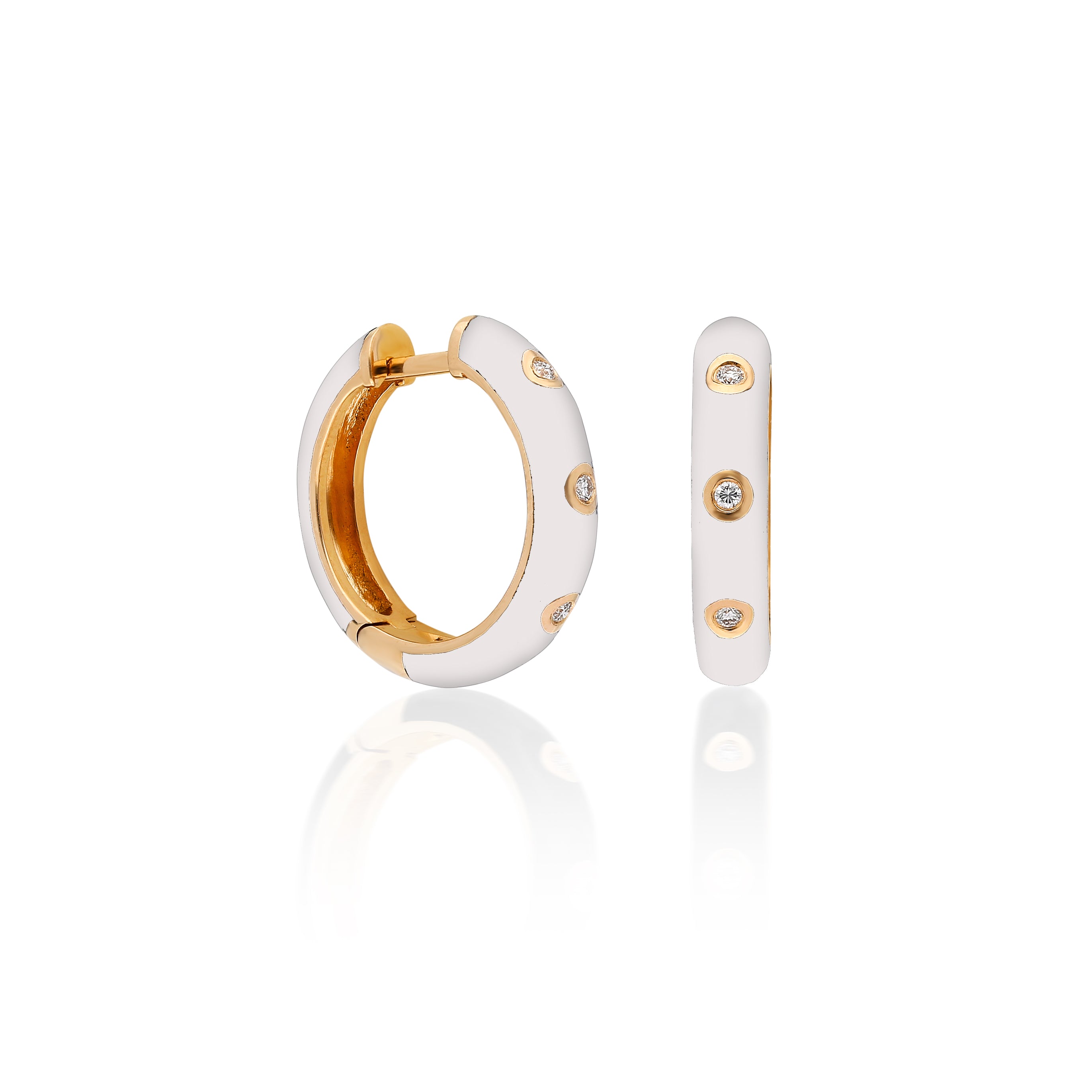 Classic Small Hoop Earrings - White Enamel