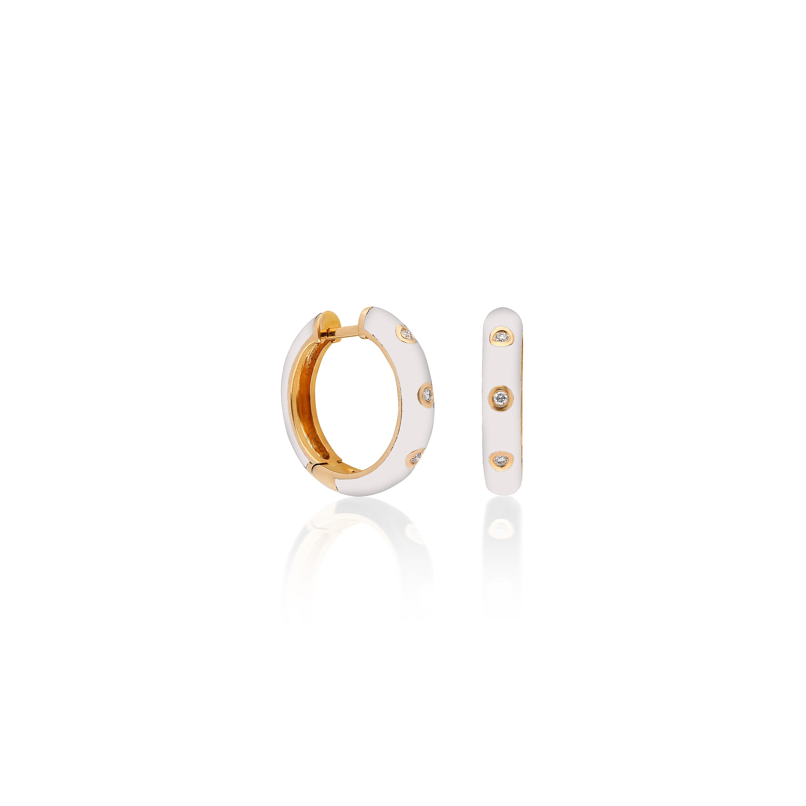 Classic Mini Hoop Earrings - White Enamel