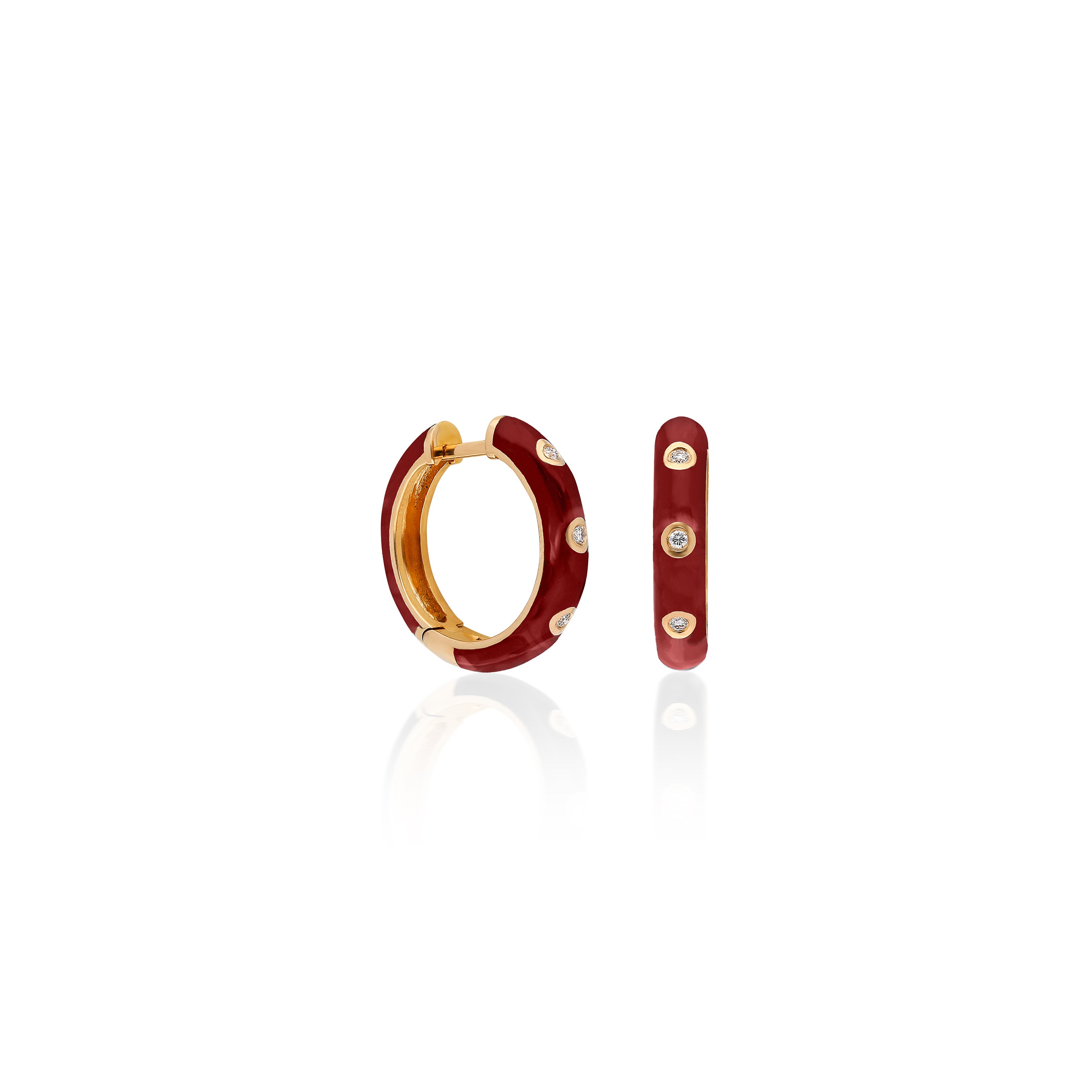 Classic Mini Hoop Earrings - Red Enamel