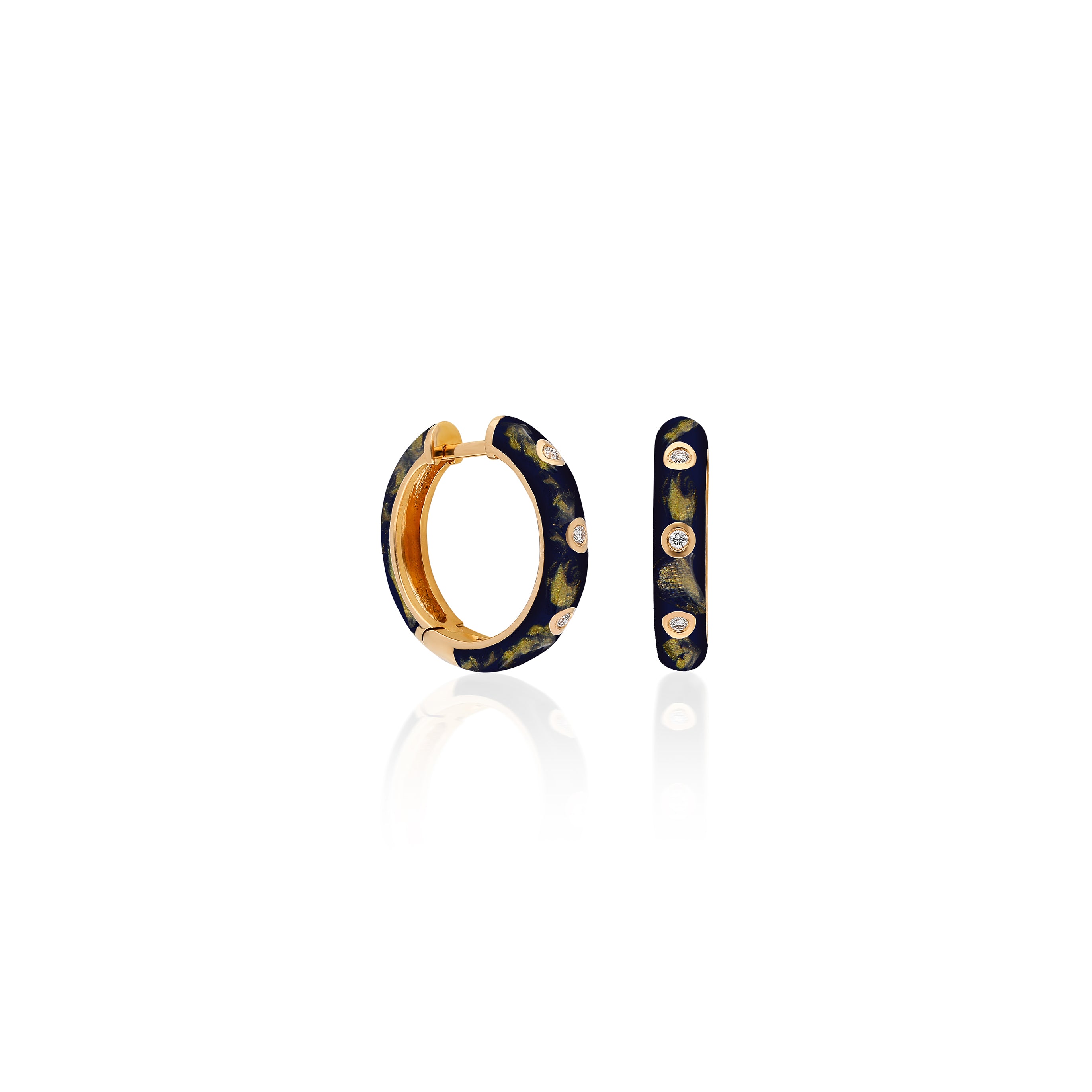 Classic Mini Hoop Earrings - Blue Enamel