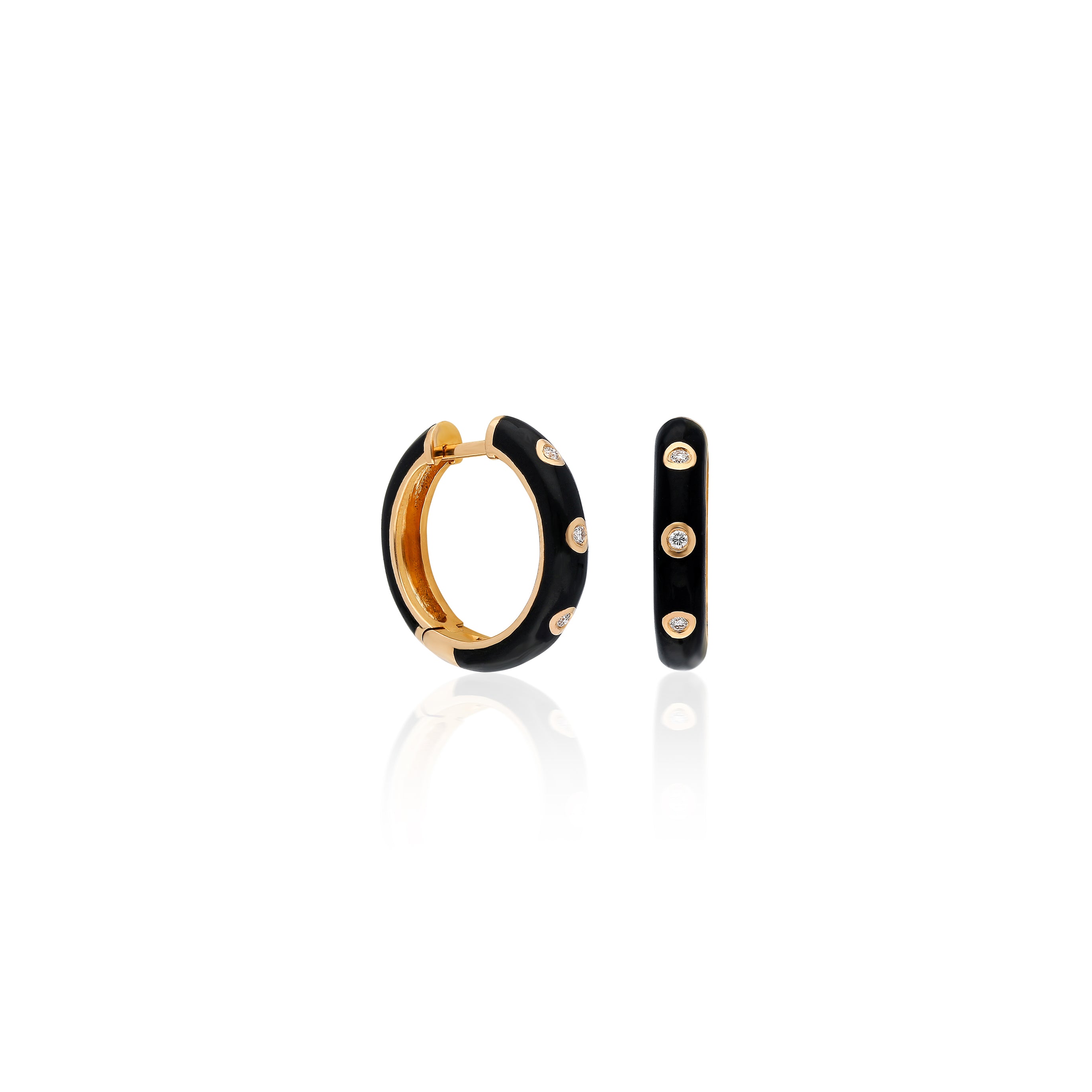 Classic Mini Hoop Earrings - Black Enamel