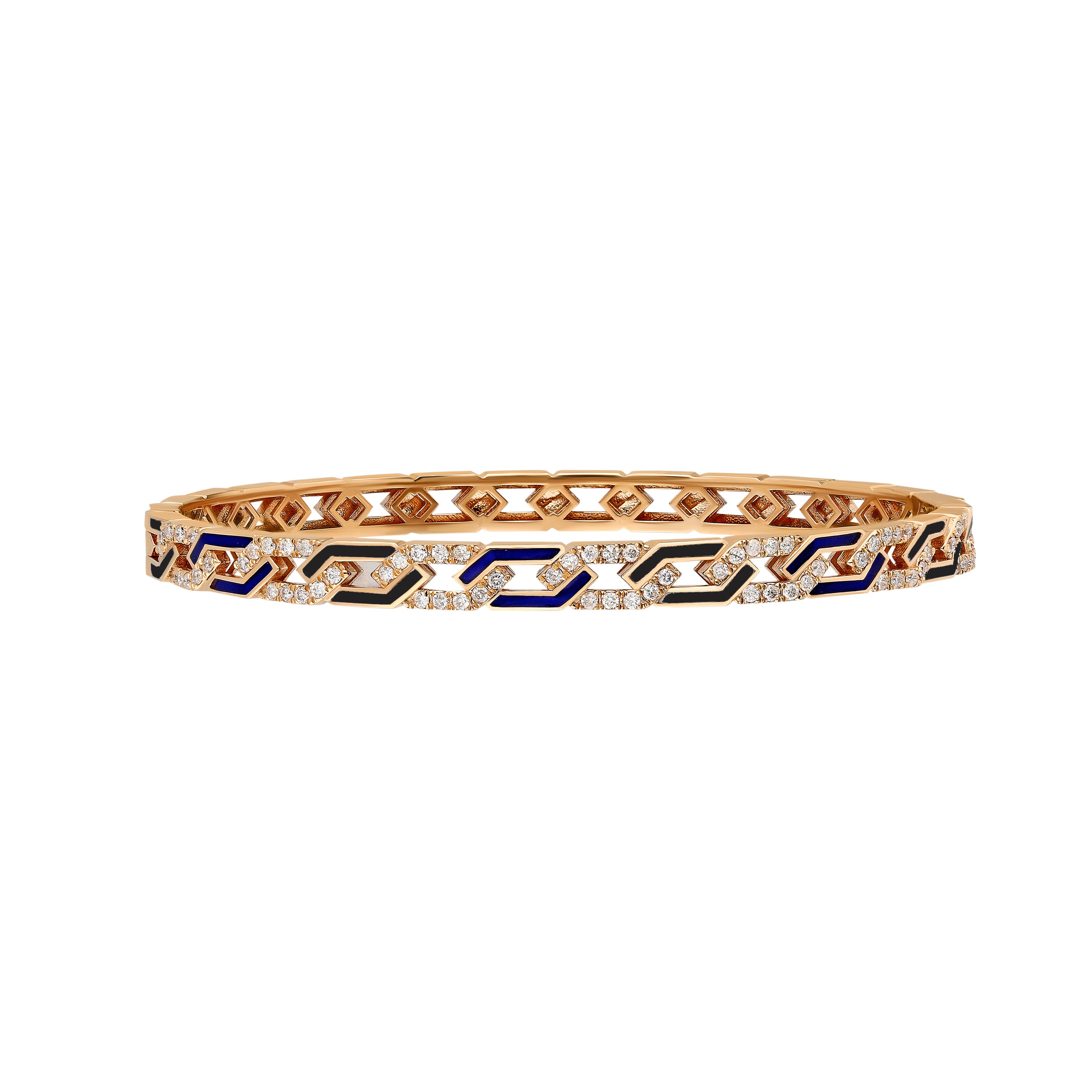 Fizzy Rebel Bracelet With Diamonds - Black & Blue Mother of Pearl Enamel