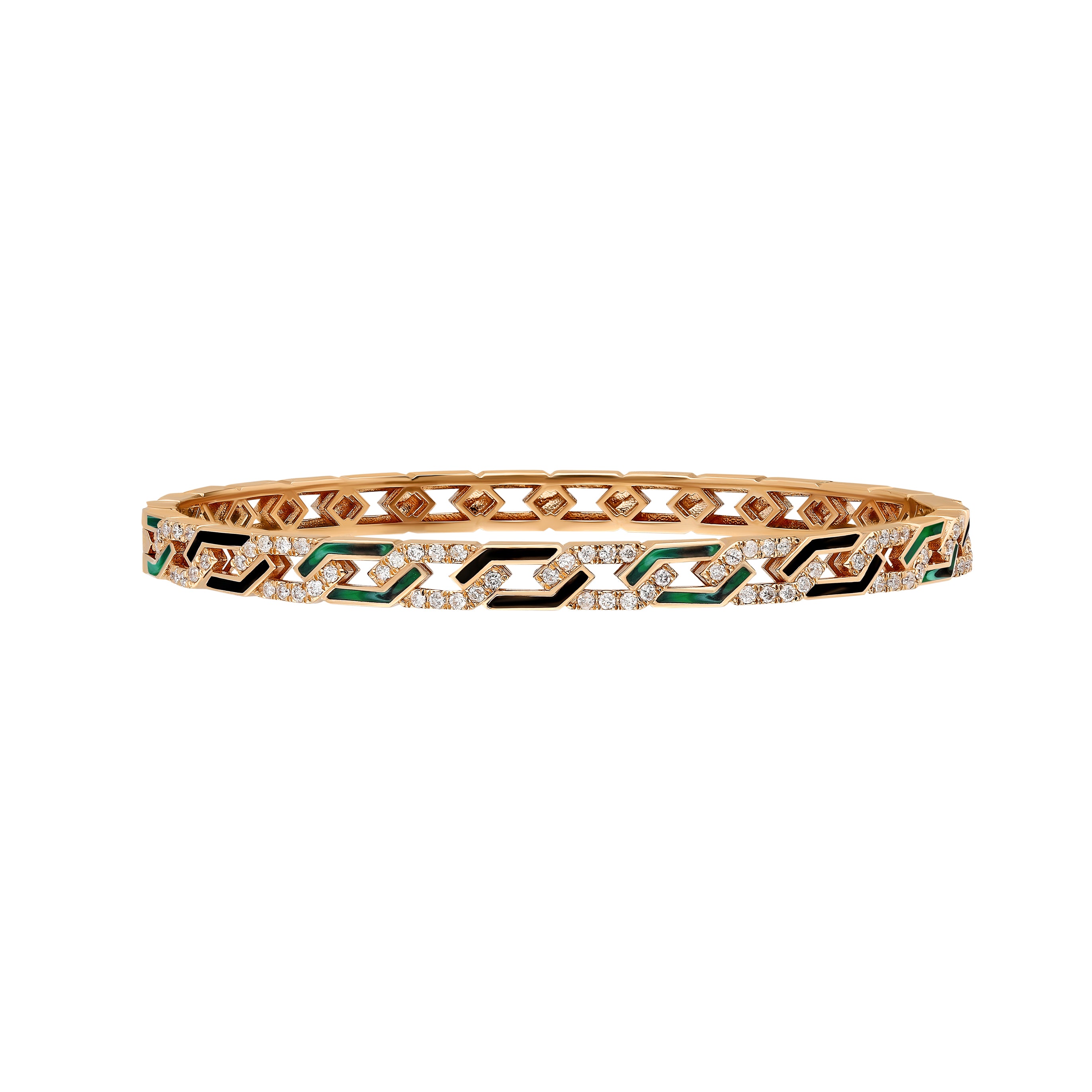 Fizzy Rebel Bracelet With Diamonds - Black & Malachite Enamel