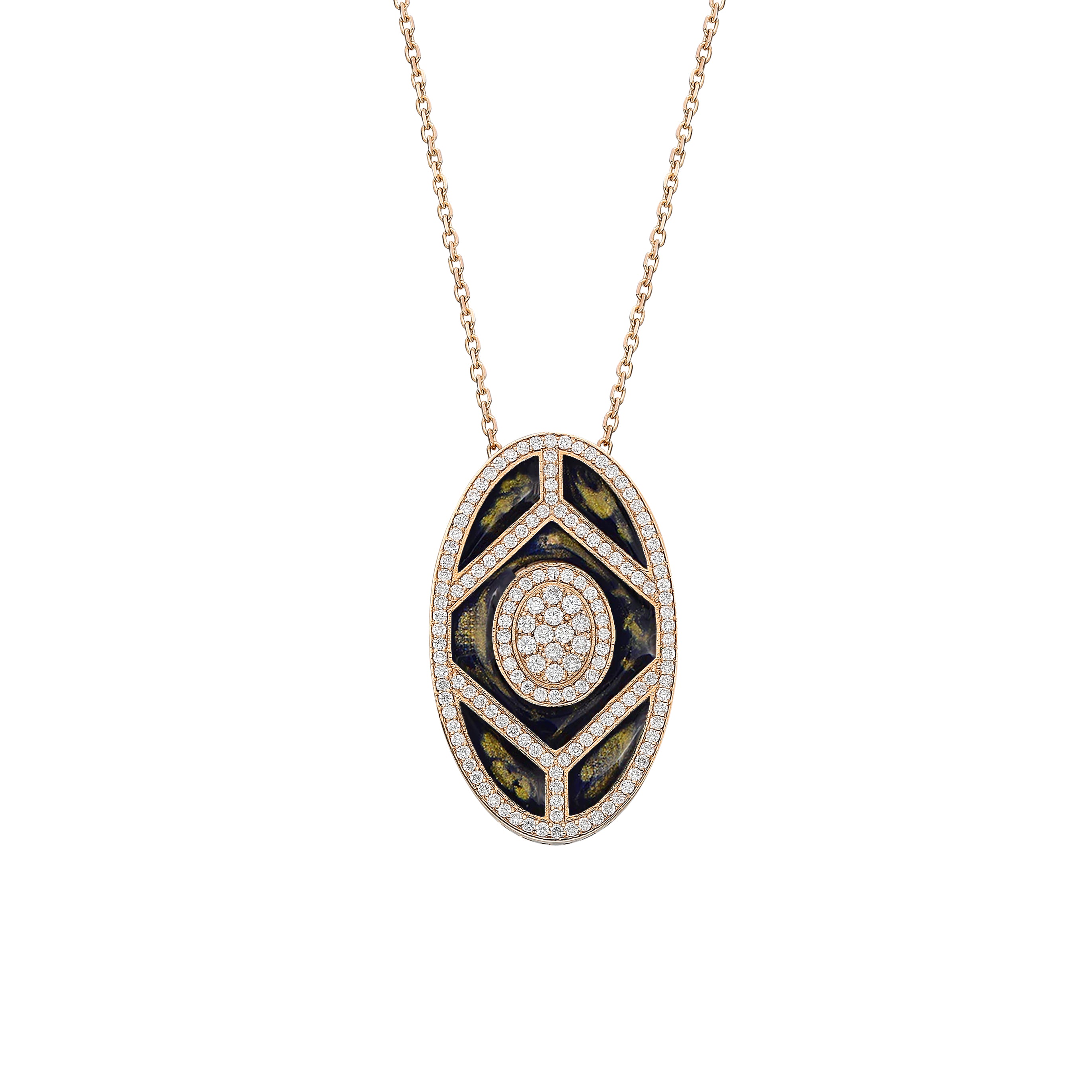 Shield Pendant - Blue Mother of Pearl Enamel