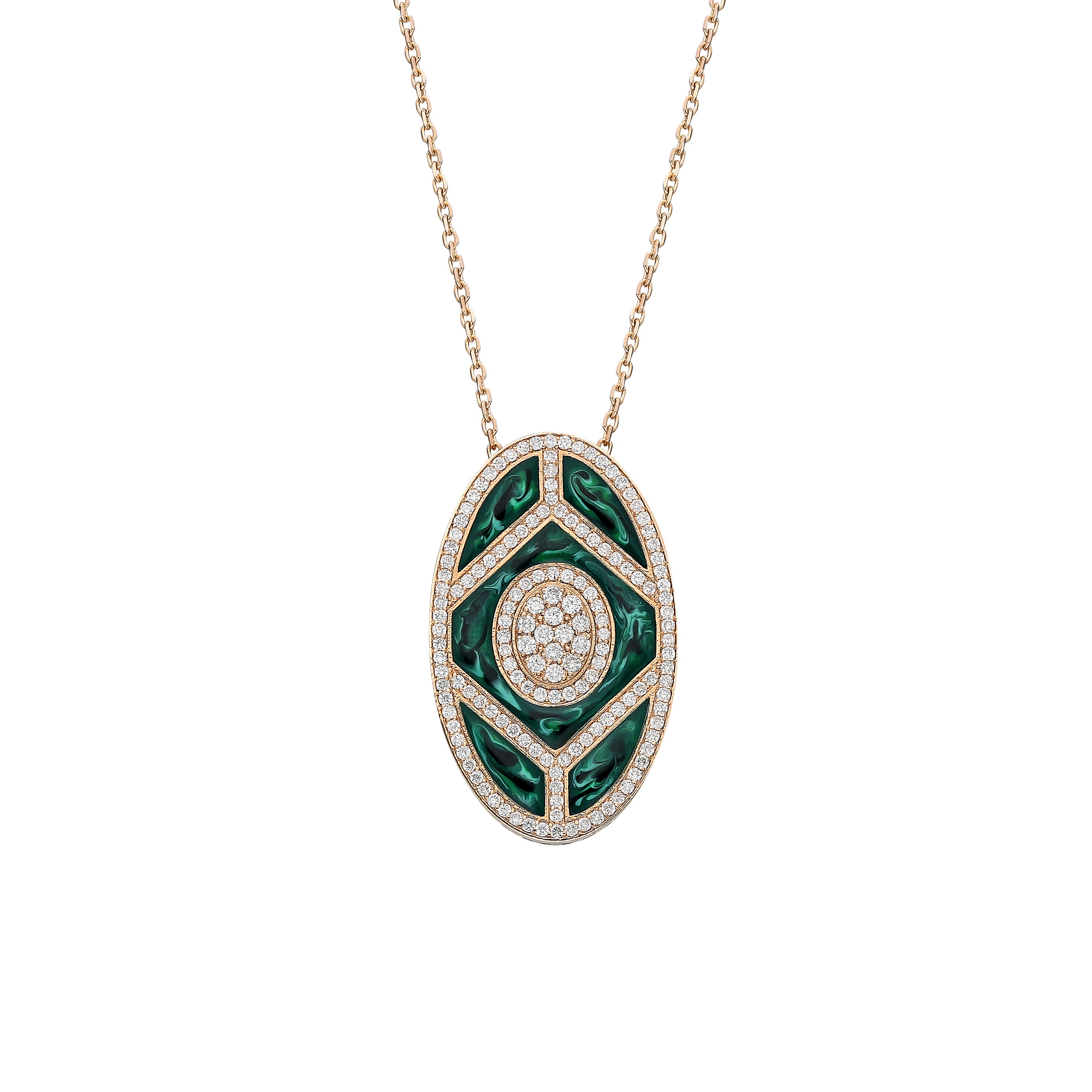 Shield Pendant - Green Mother of Pearl Enamel