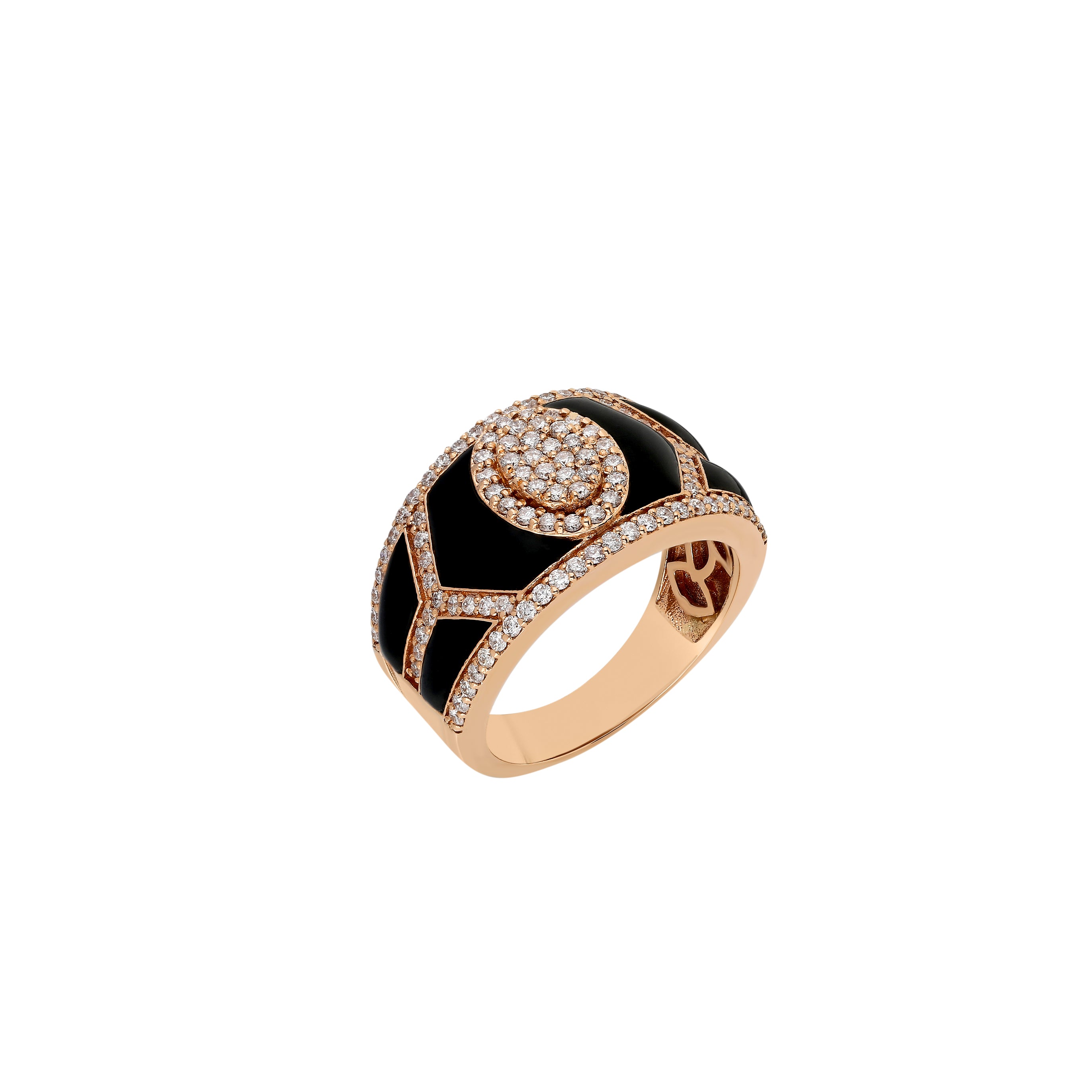 Shield Ring - Black Enamel