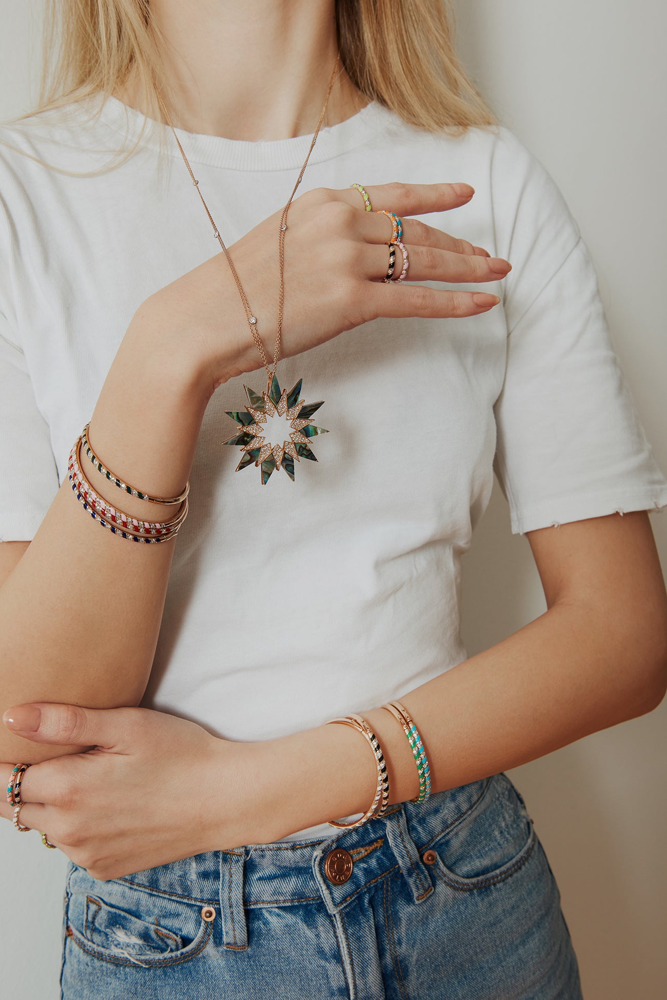 Tornado Bracelet - Black & White Enamel
