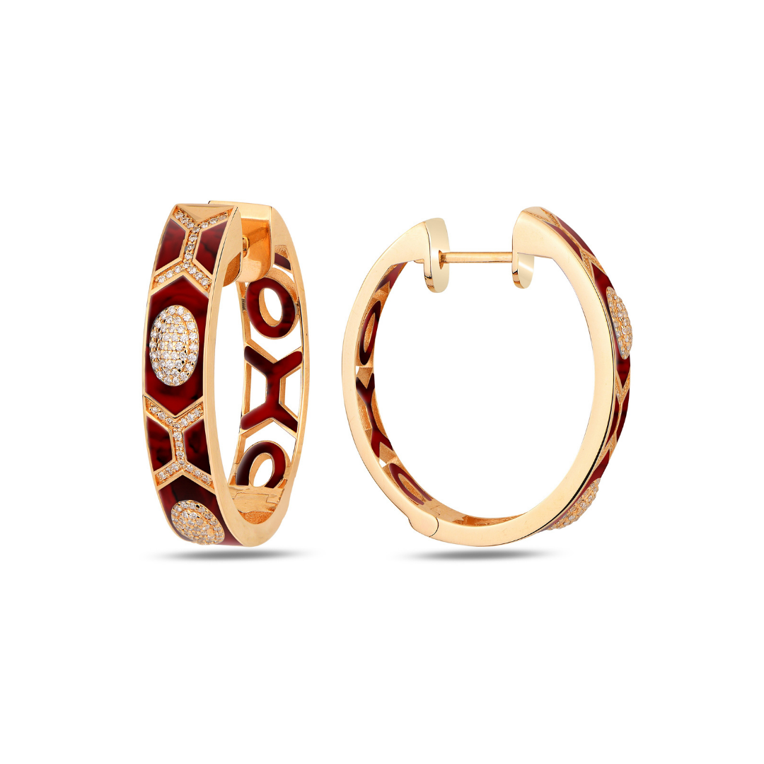 Shield Maxi Hoops Red Enamel