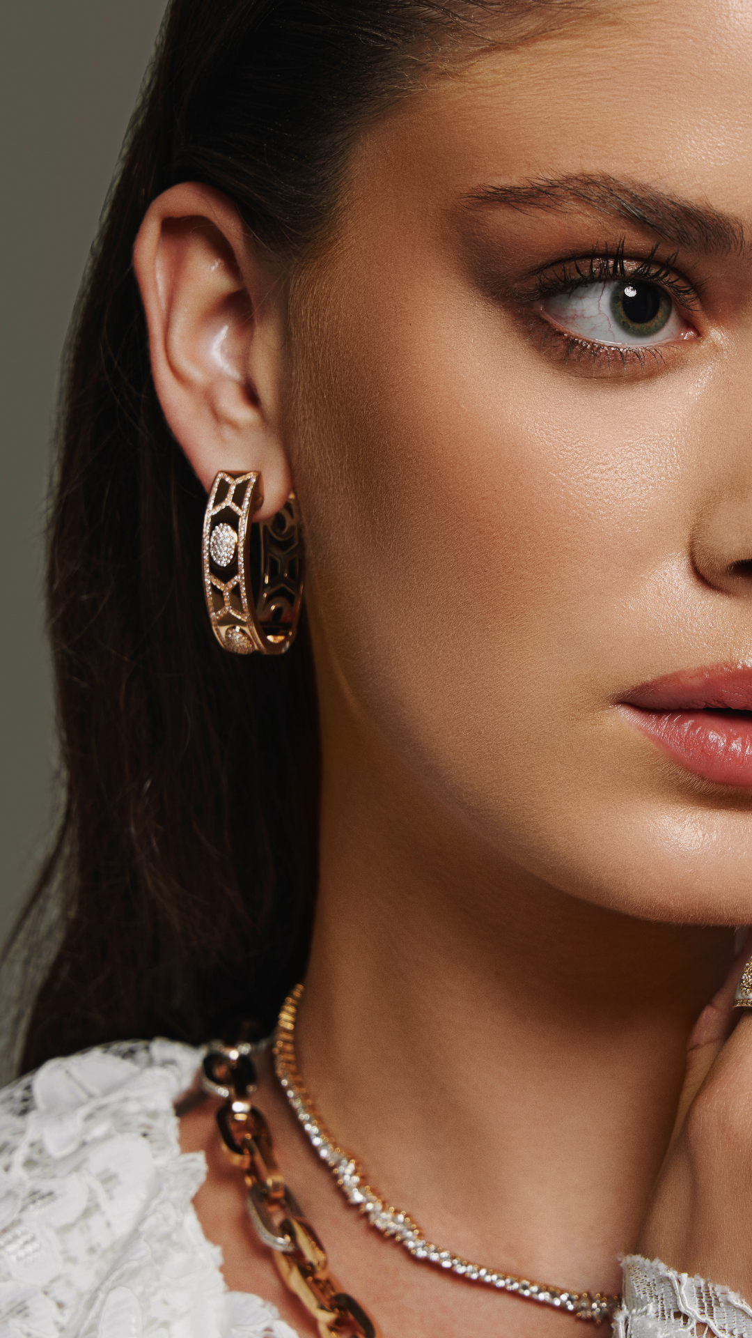Shield Colorless Maxi Hoops Rose Gold