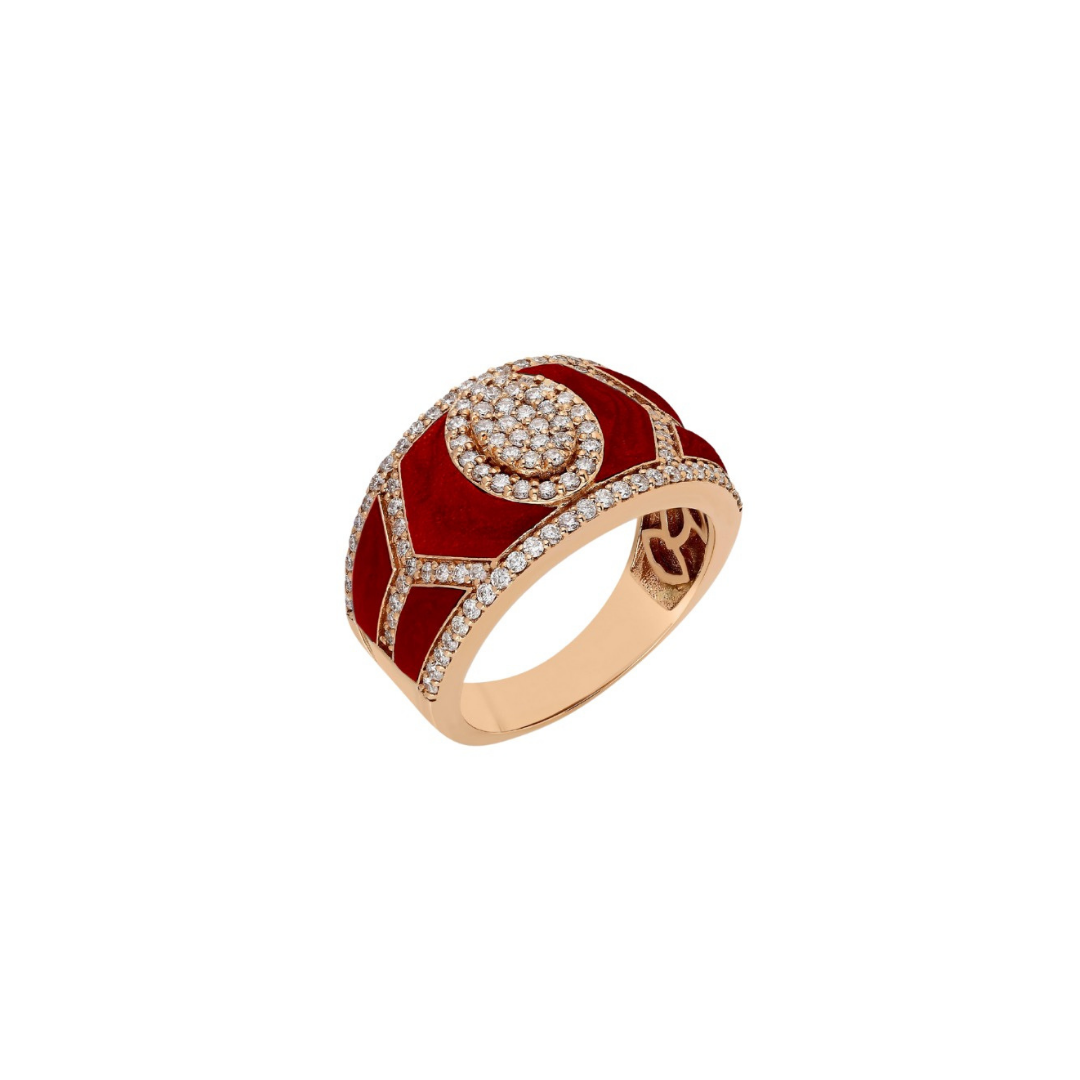 Shield Ring Red Enamel