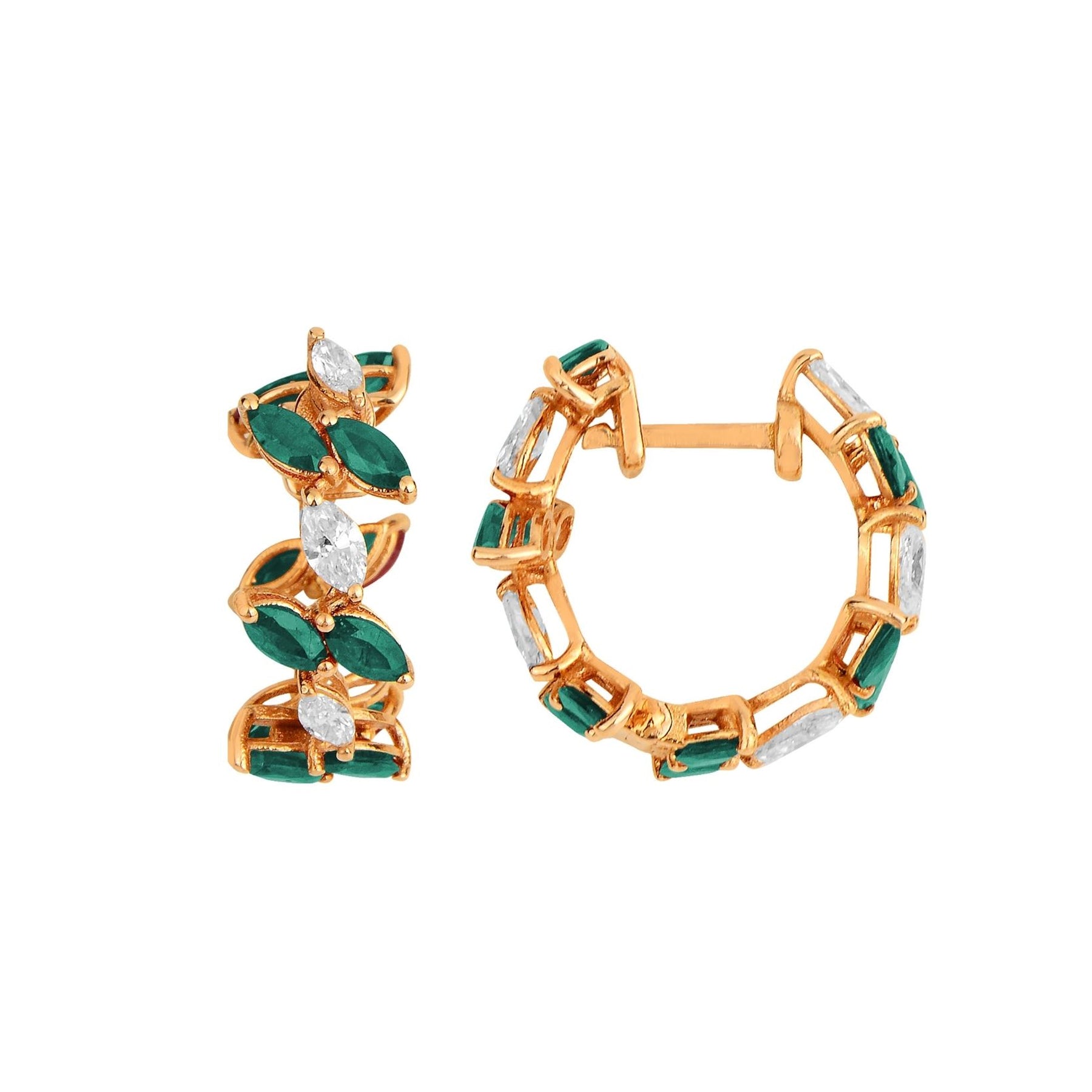 Eterna Full Hoop Earrings with Emeralds