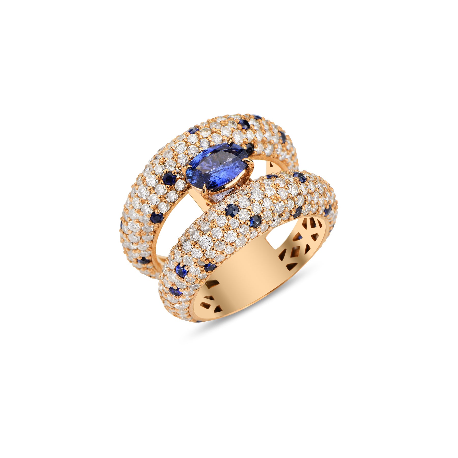 Lawa Ring Double Side with Sapphires