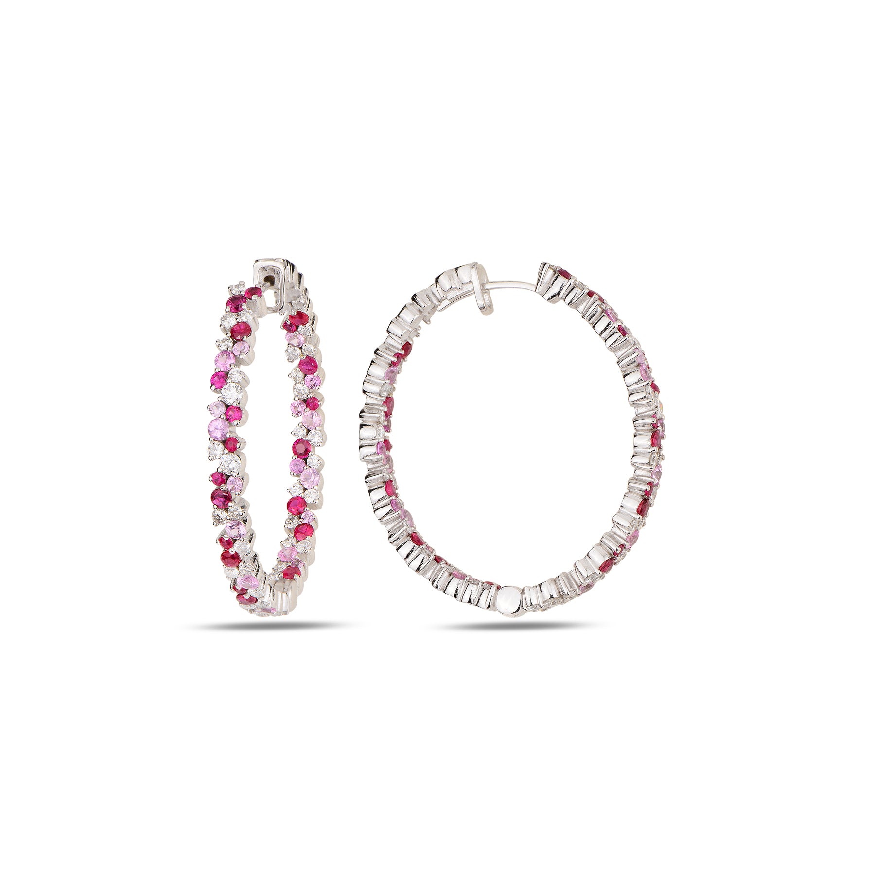 Eterna Round Hoops Pink Sapphire and Ruby