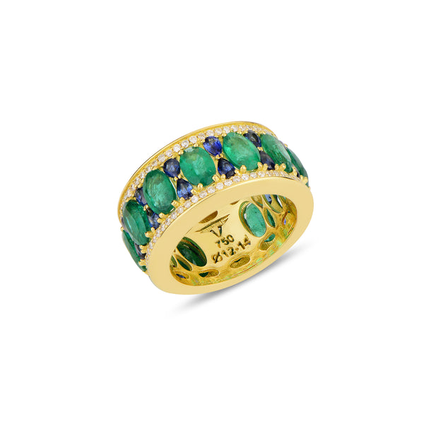 Oval Band with Emeralds and Sapphires