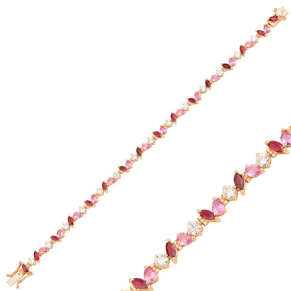 Eterna Bracelet with Pink Sapphires, Rubies and Diamonds