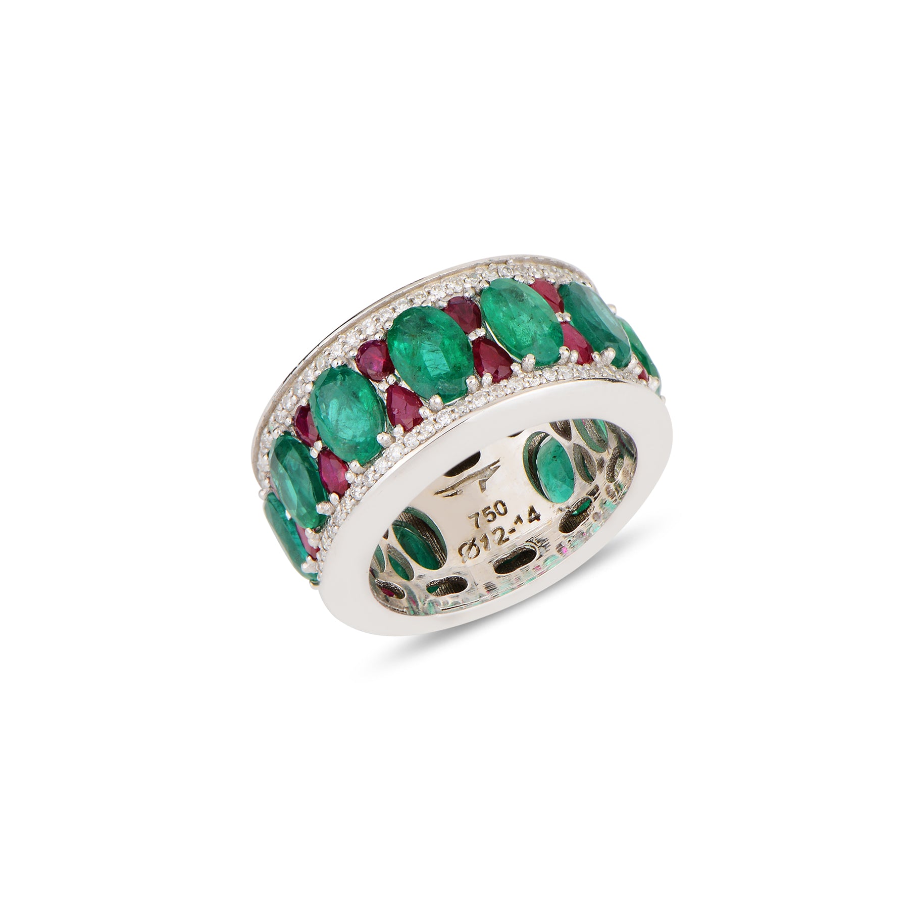 Oval Band with Emeralds and Rubies