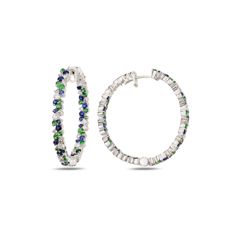 Eterna Round Hoops Sapphire and Emerald