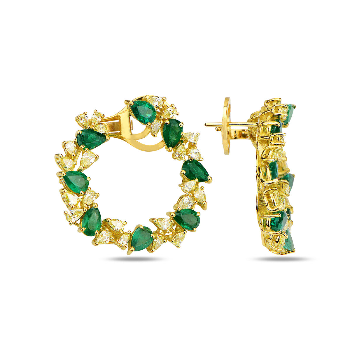 Maki Earrings with Emeralds