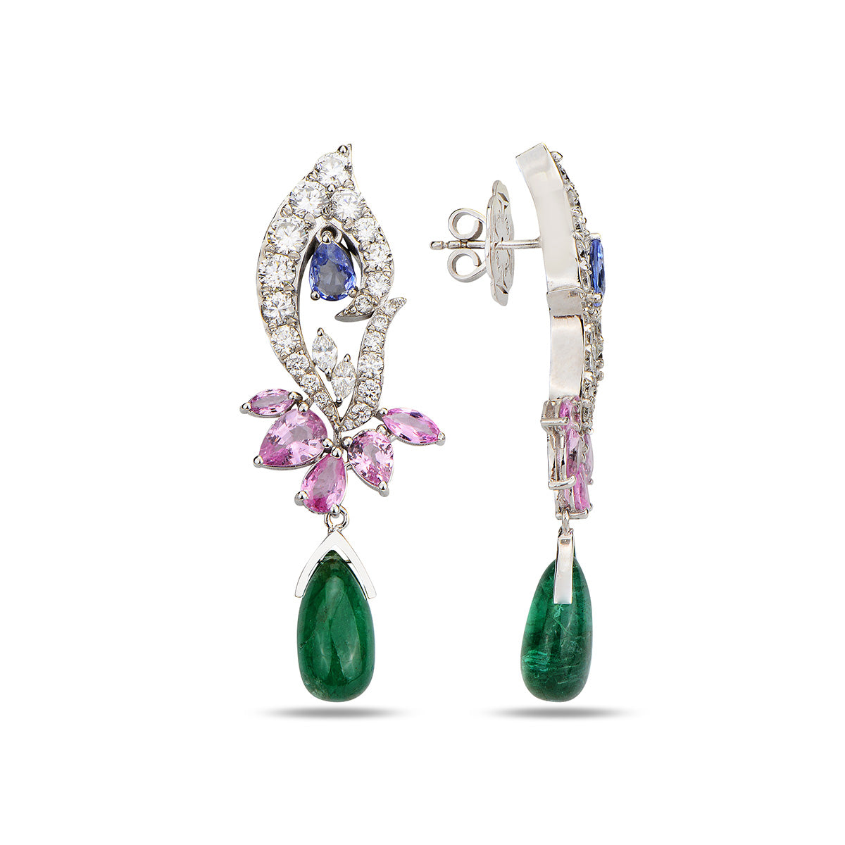 Maki Drop Earrings with Emeralds