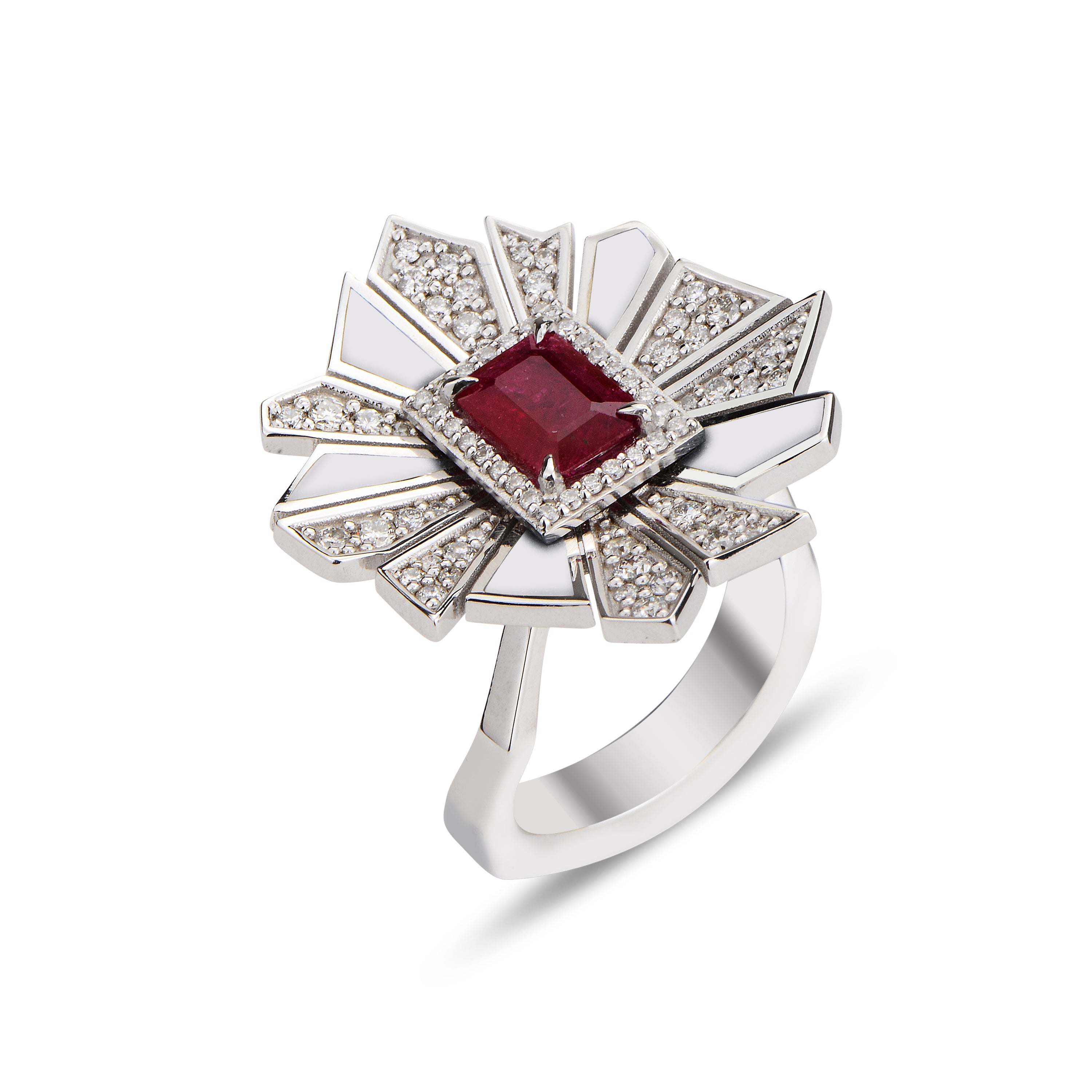 Alis Crush Mini Ring with White Enamel