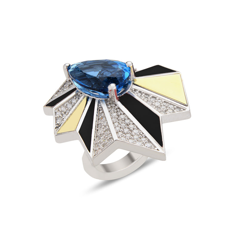 Limited Edition Alis Crush Ring Black with Blue Topaz