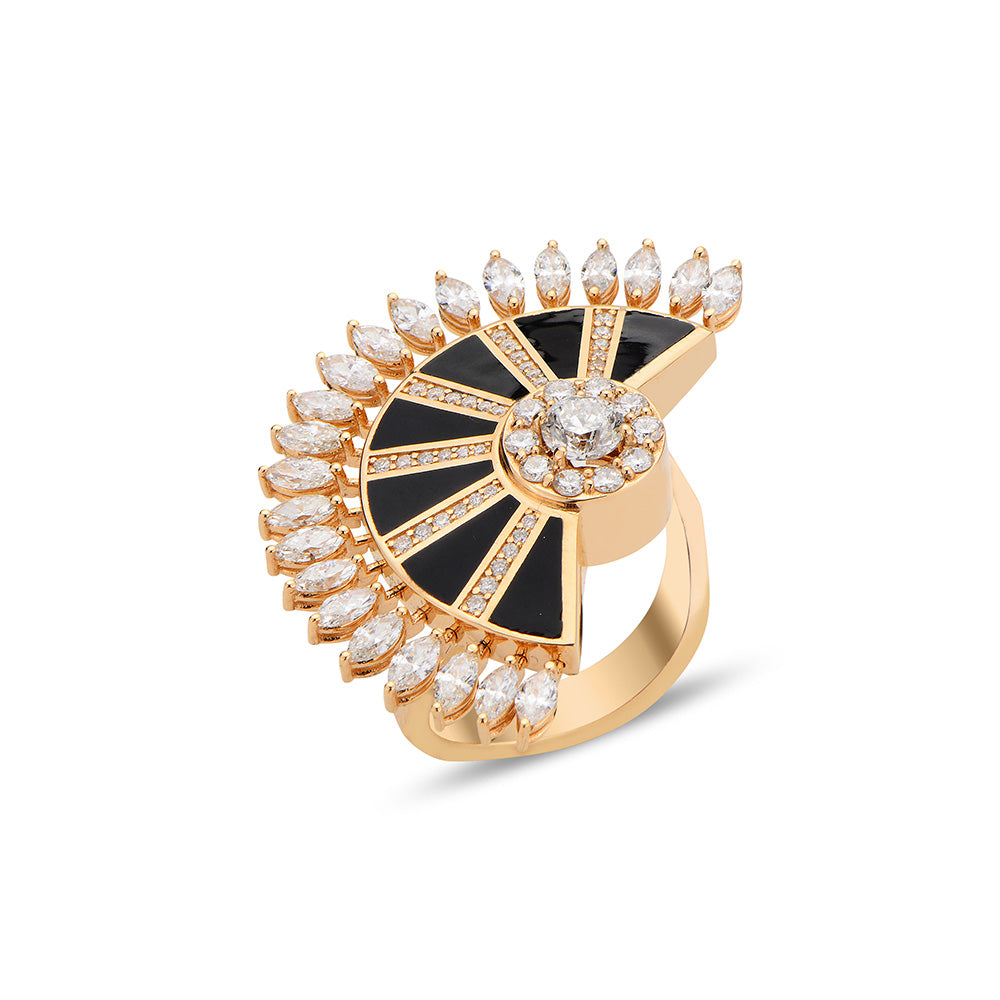 Limited Edition Alis Dawn Ring with Black Enamel