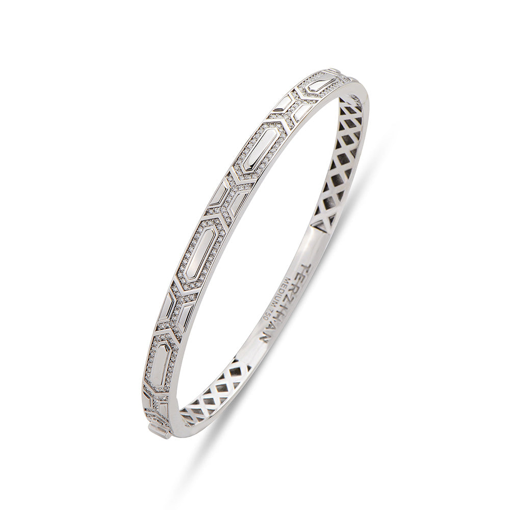 Colorless Shield Slim Bracelet White Gold