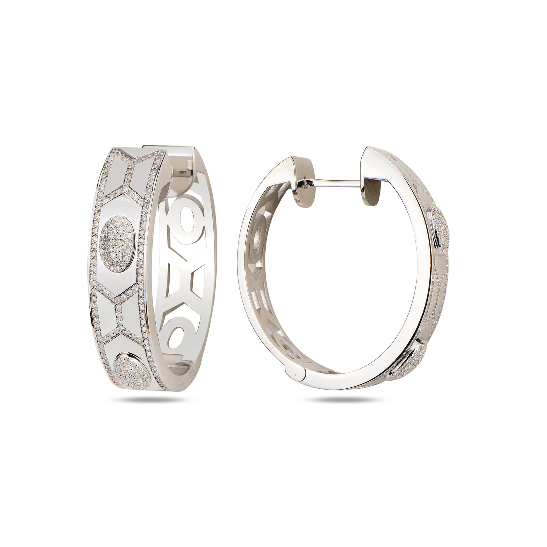 Shield Colorless Maxi Hoops White Gold