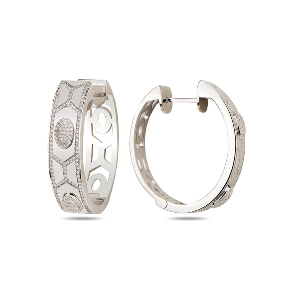 Shield Maxi Hoops White Gold