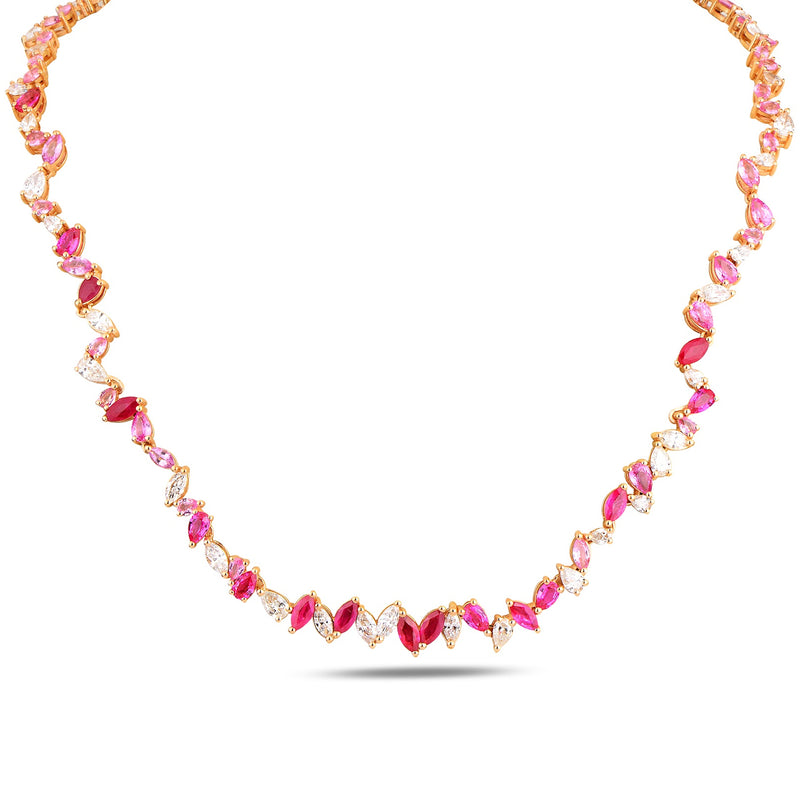Eterna Necklace with Pink Sapphires, Rubies and Diamonds