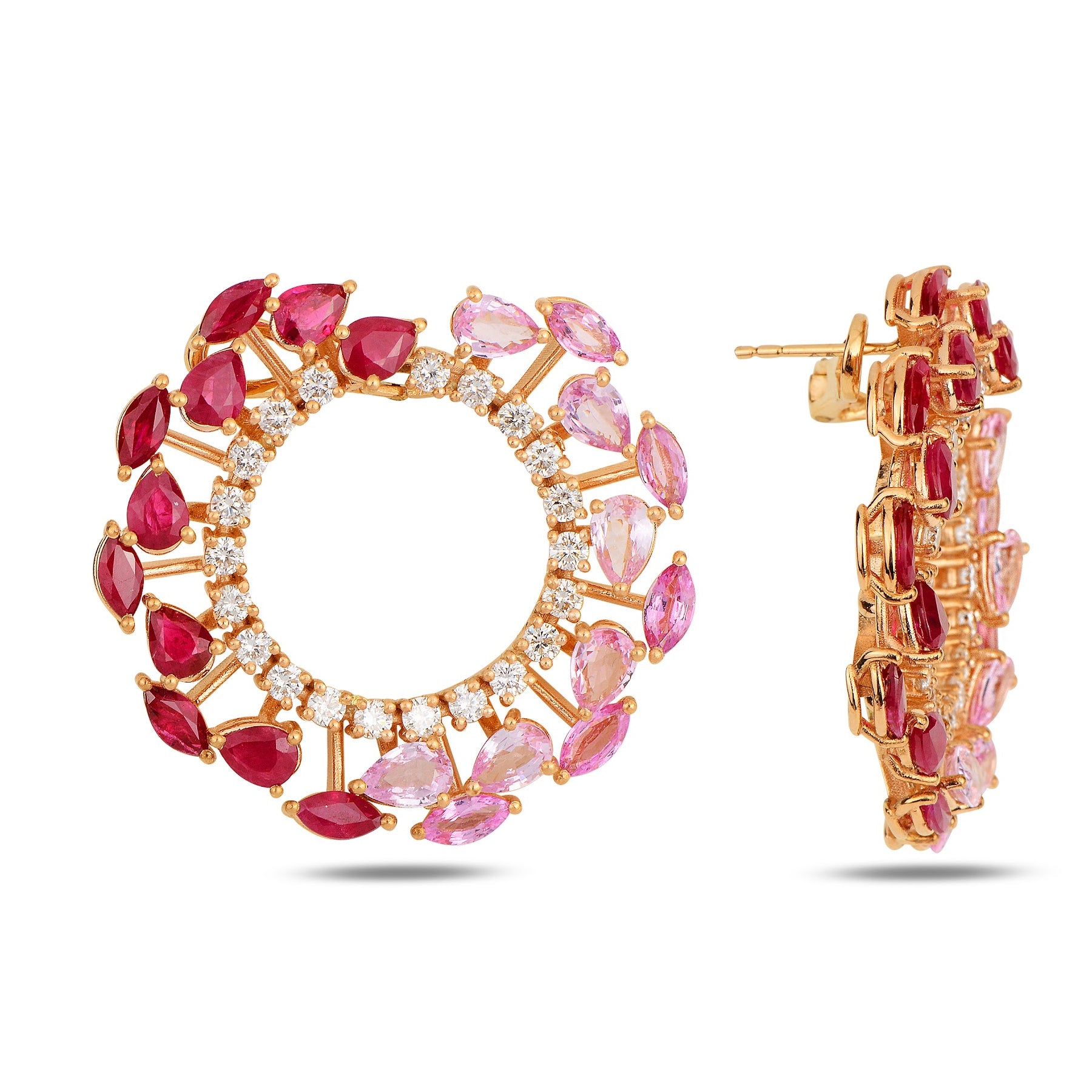 Molina Earrings with Rubies and Pink Sapphires