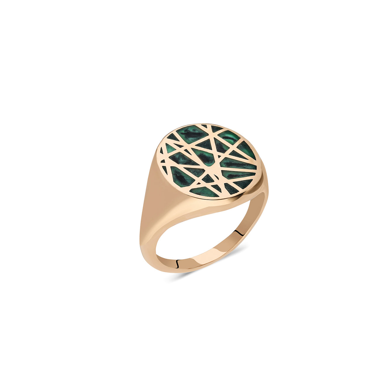 Oasis Ring Green Mother of Pearl Enamel