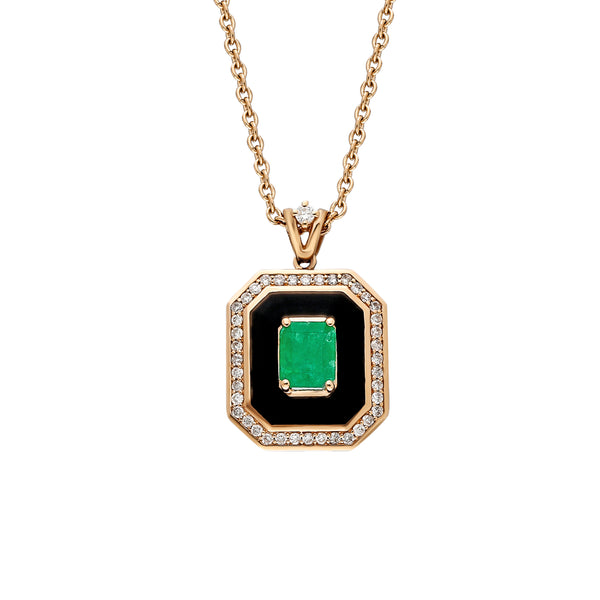 Fizzy Black Classic Pendant with Emerald