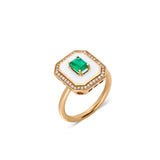 Fizzy White Classic Ring with Emerald