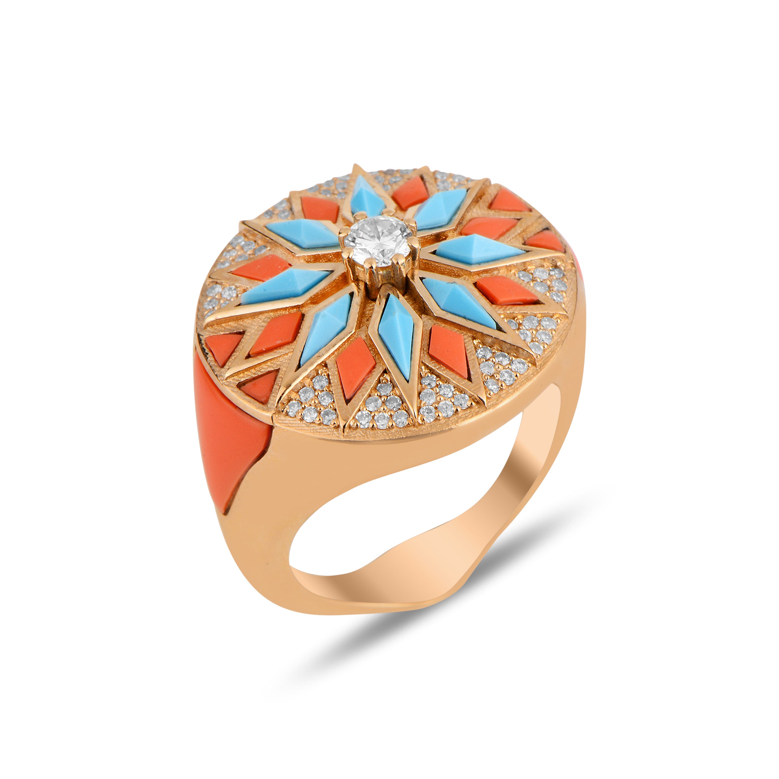 Nord Ring - Coral & Turquoise