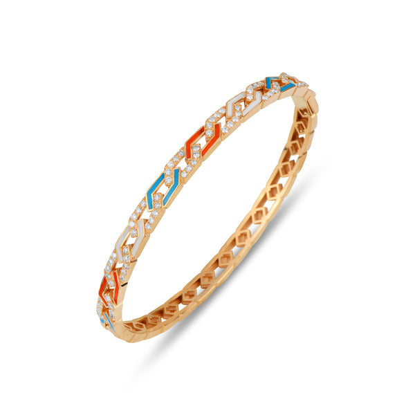 Fizzy Rebel Bracelet With Diamonds - Coral & White & Baby Blue