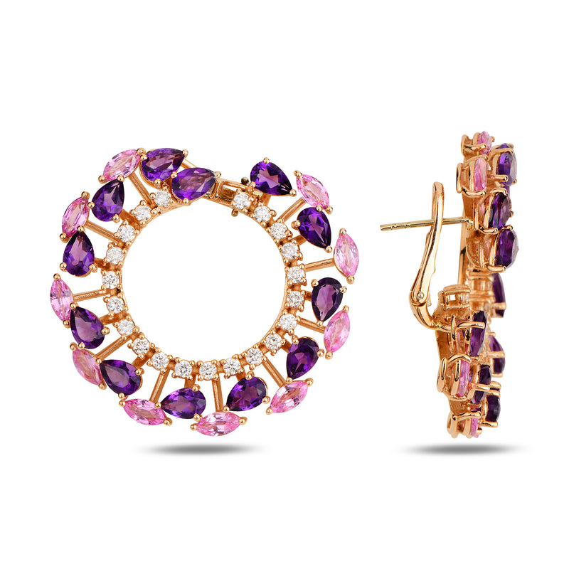 Molina Earrings with Amethyst and Pink Sapphire