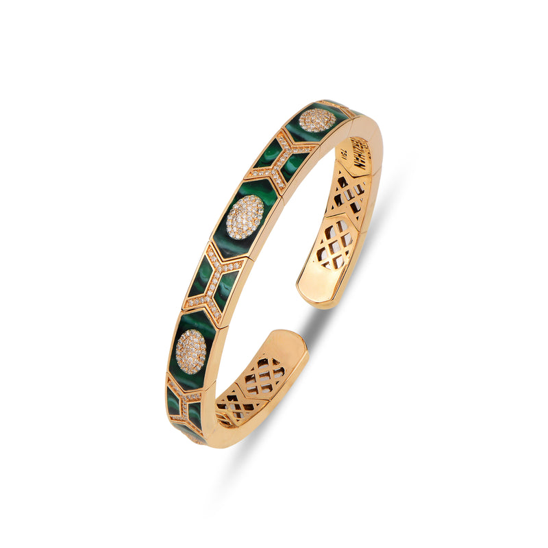 Fizzy Shield Bracelet Green Mother of Pearl