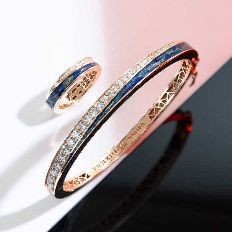Flow Bracelet with Baby Blue Enamel
