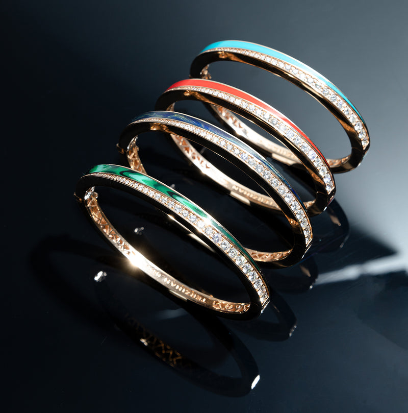 Flow Bracelet with Coral Enamel